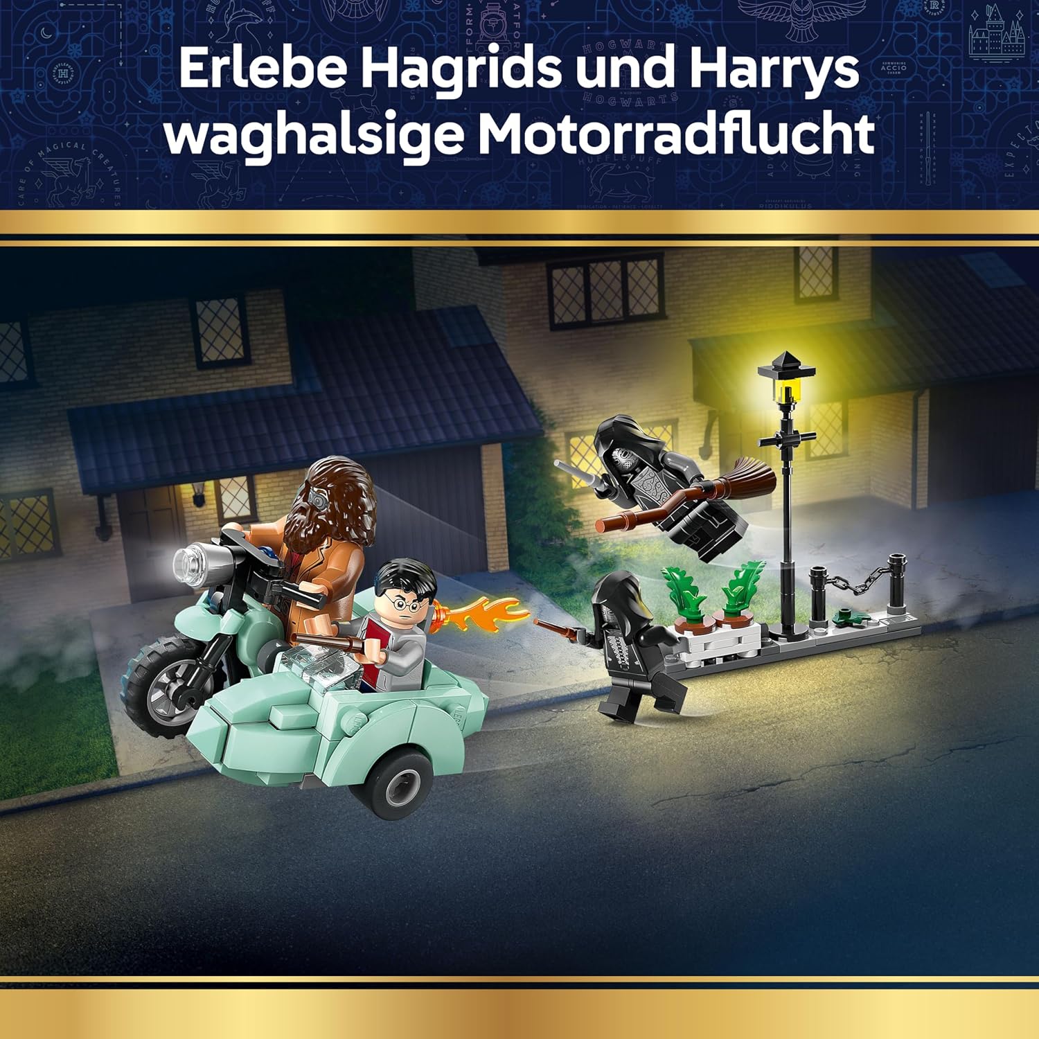 Thumbnail 1 de LEGO Harry Potter 76459 „Hagrids und Harrys Flucht aus dem Ligusterweg“ – Motorrad-Spielzeug mit 4 Minifiguren