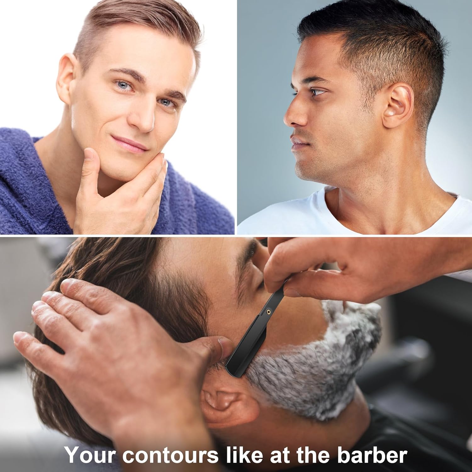 Thumbnail 6 de URAQT Rasoio da barbiere manuale in acciaio inox con 60 mezze lamette, nero