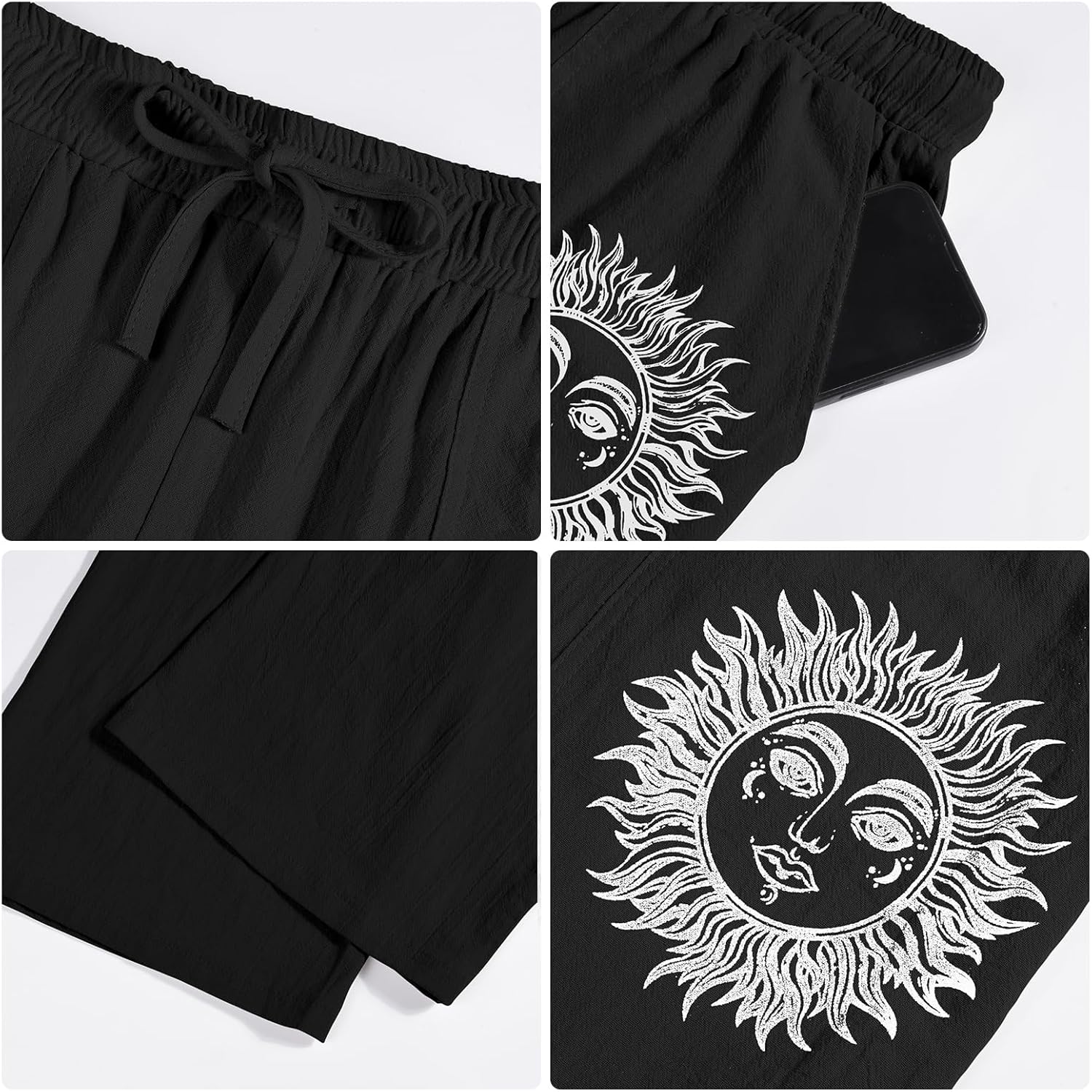 Detalle 2 de Litthing Pantalon en Lin Homme — Pantalons de Jogging estivals en coton-lin, coupe ample et poches, confort léger