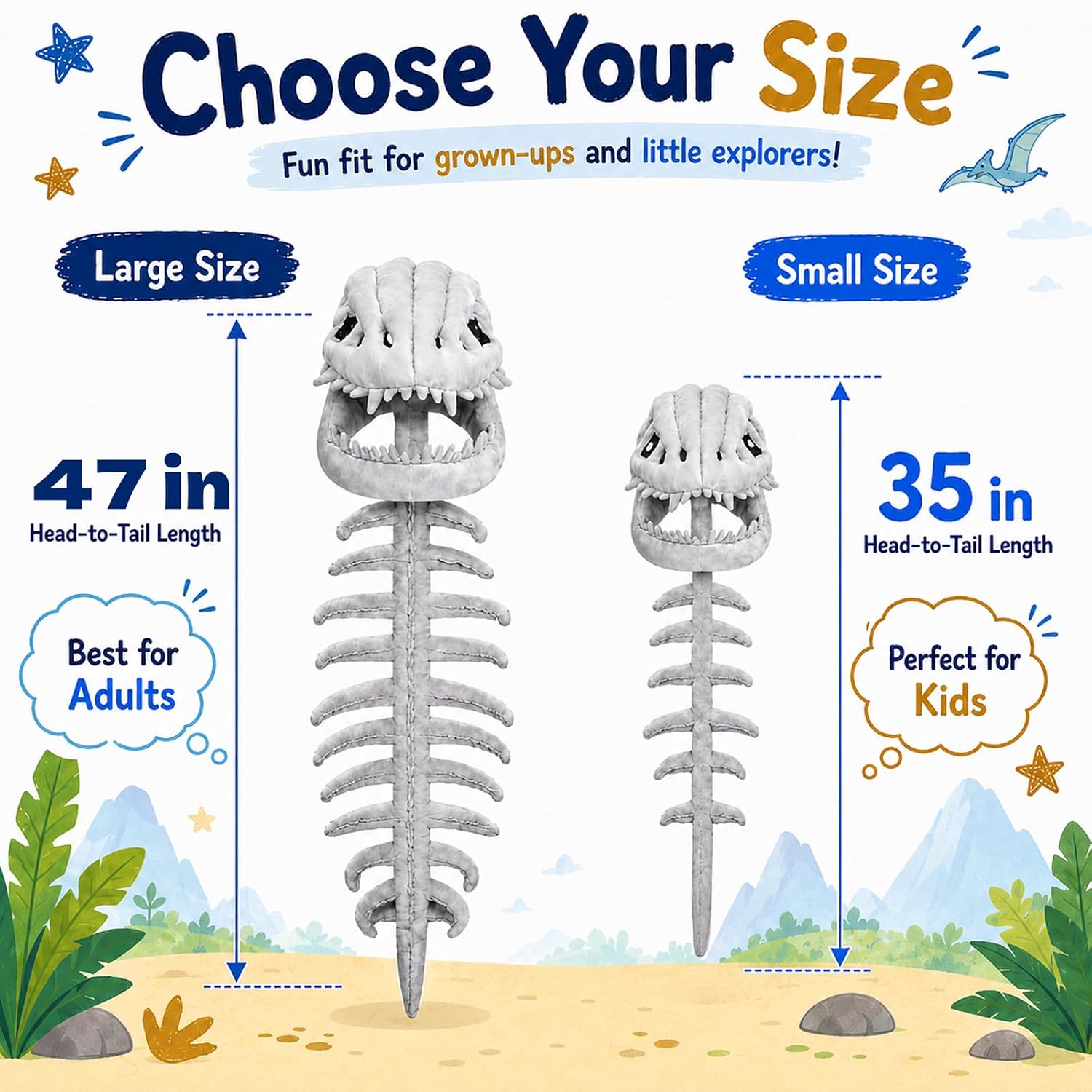 Thumbnail 1 de TVVPGG Dinosaur Skeleton Costume, 47-Inch Plush Spinosaurus Set