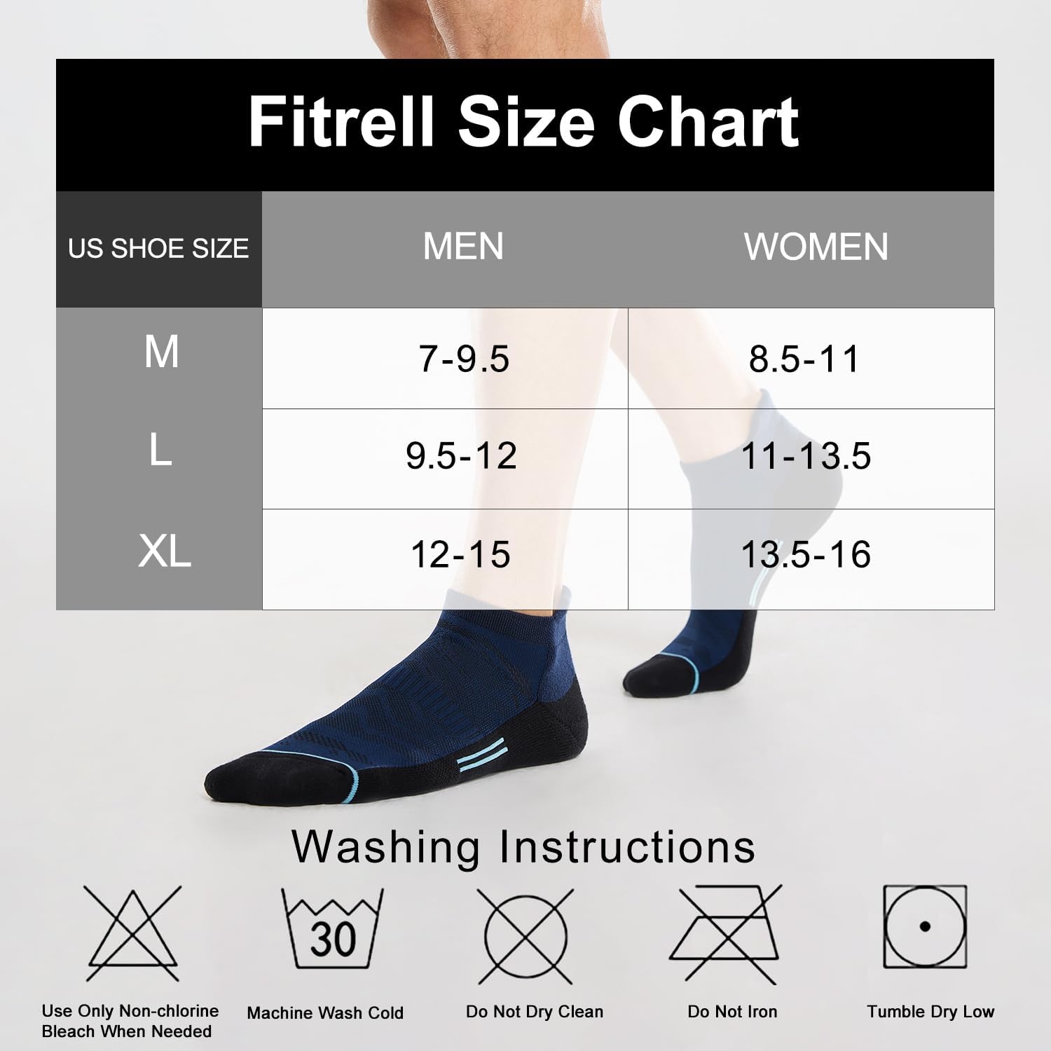 Detalle de FITRELL Men's 6 Pack Ankle Running Socks: Cushioned, Low-Cut Comfort for Everyday Runs