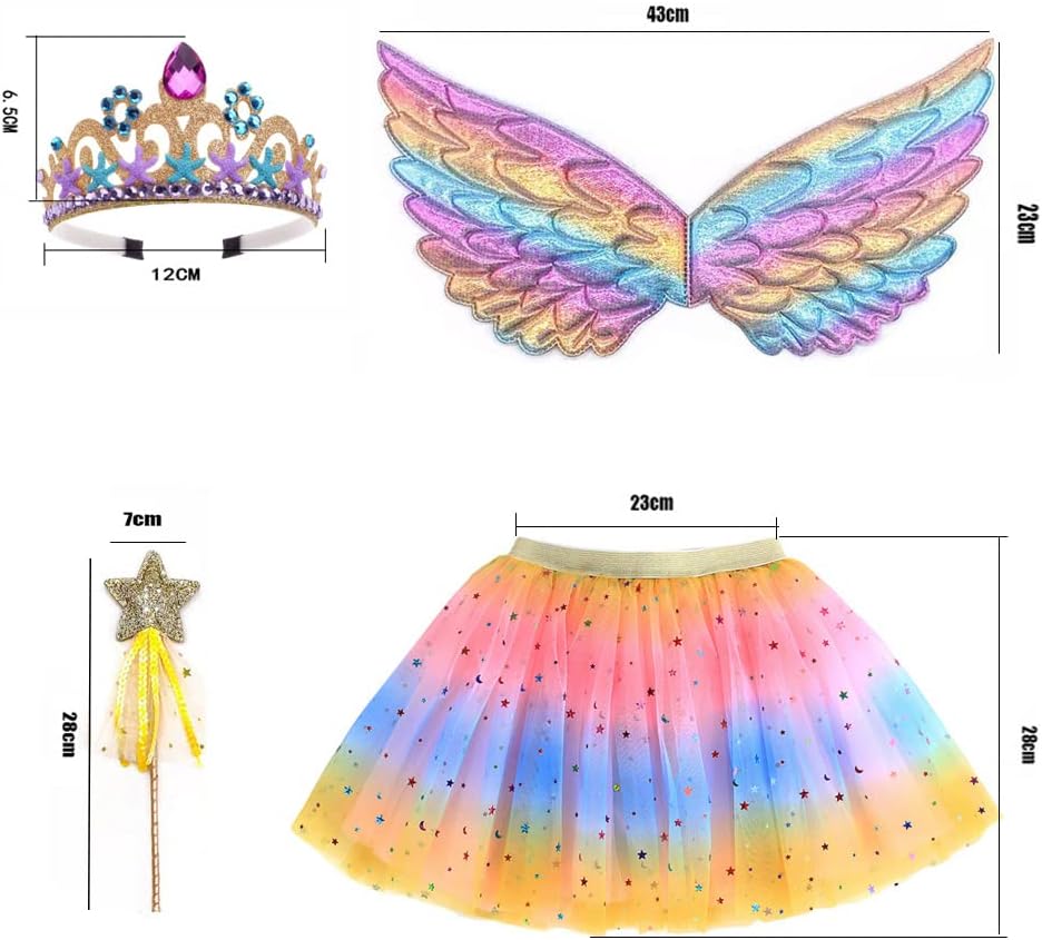 Thumbnail 1 de ZJstyle Kids Fairy Princess Costume Set: Wings, Tutu Skirt, Wand and Headband for 3–8 Years