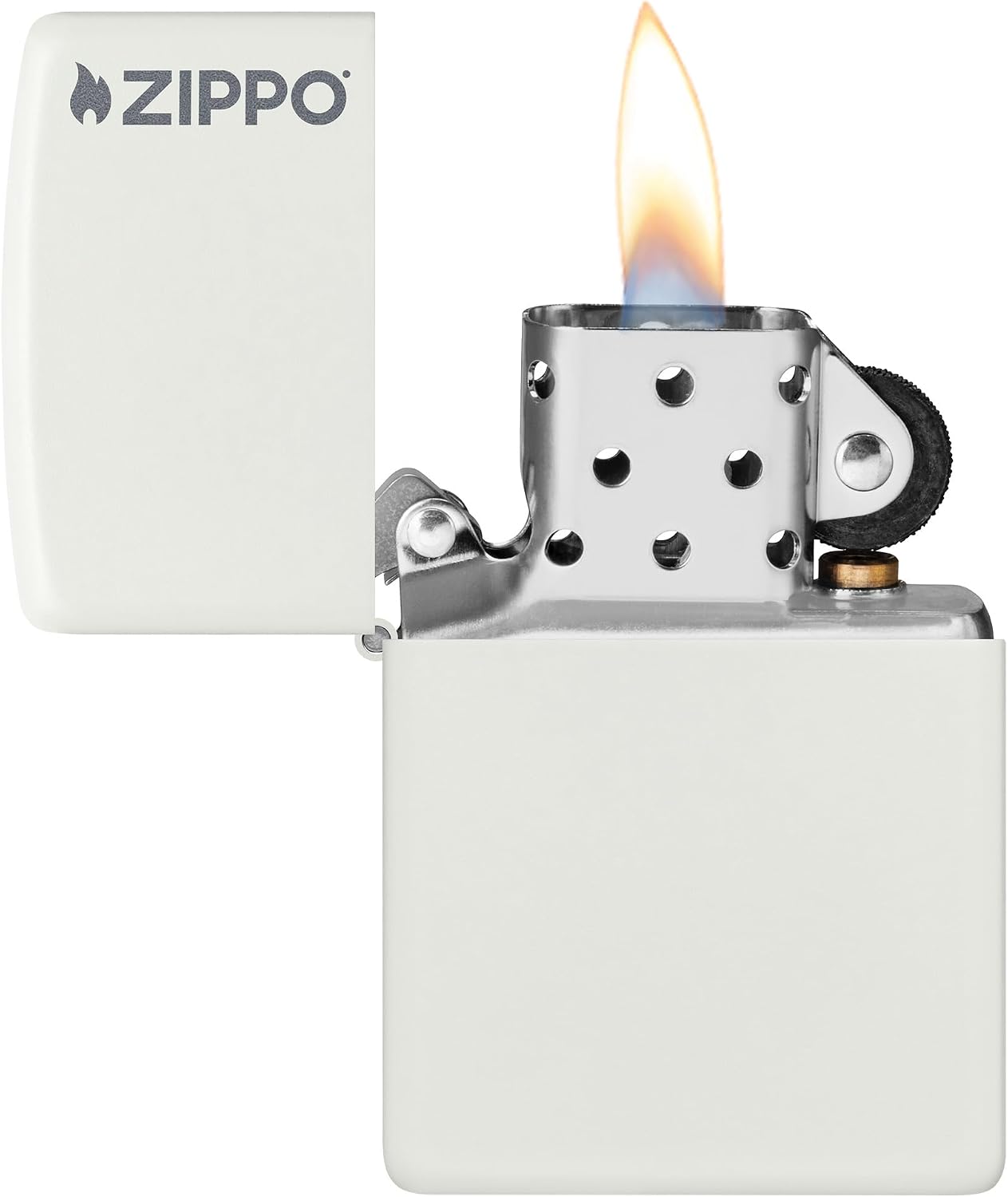 Detalle de Zippo Model Podstawowy – zapalniczka sztormowa, biała matowa z kolorowym nadrukiem
