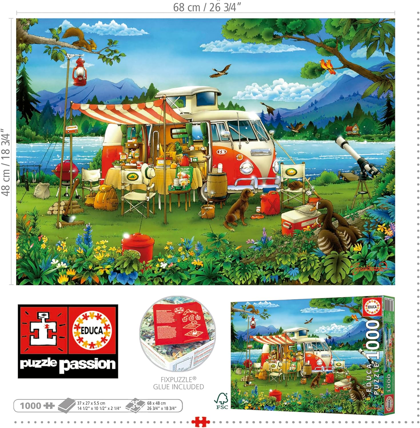 Thumbnail 3 de Puzzle Educa 1000 pièces « Vacances à la campagne » (68 x 48 cm) dès 14 ans