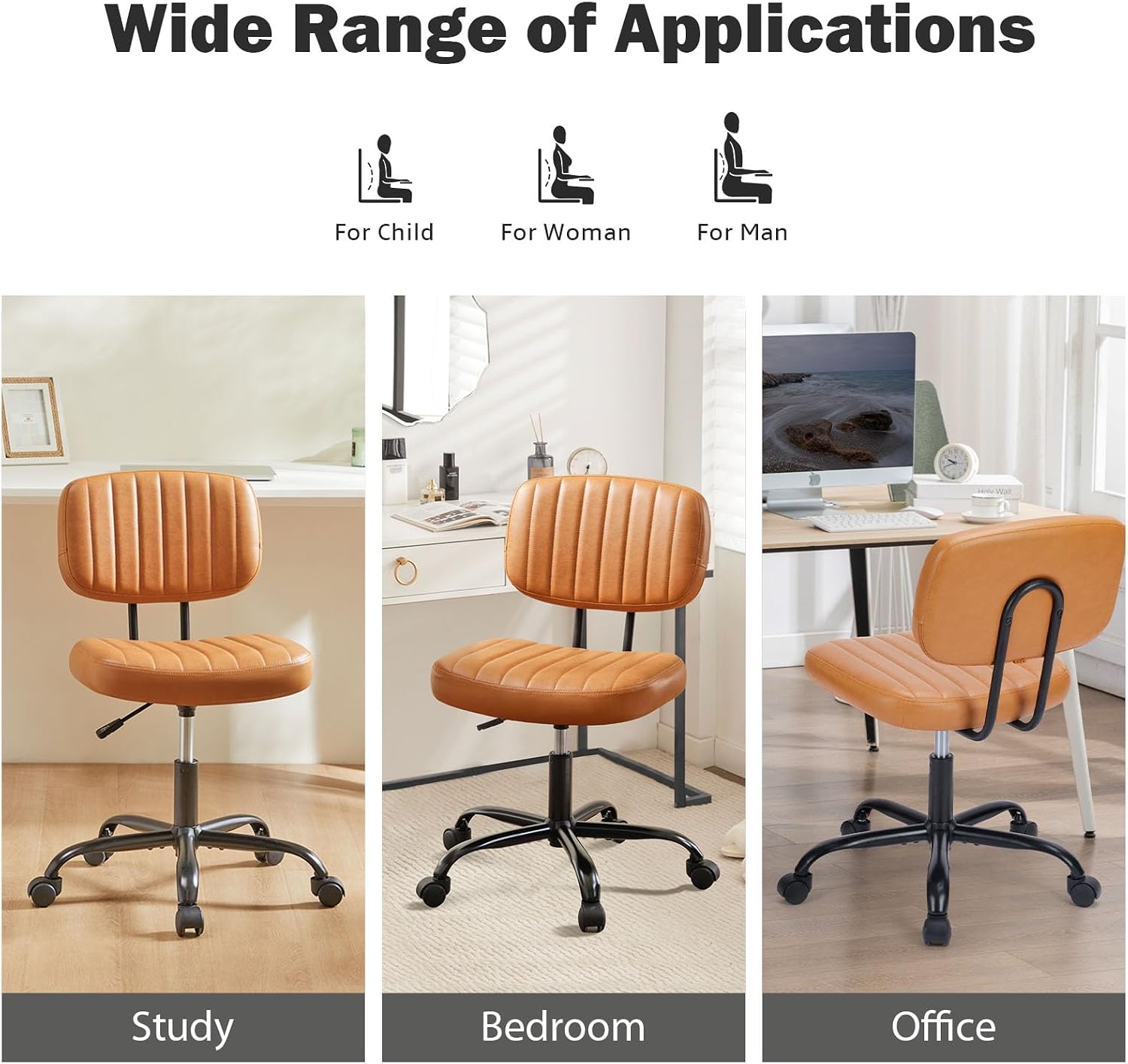 Detalle 2 de DUMOS Armless Desk Chair, PU Leather