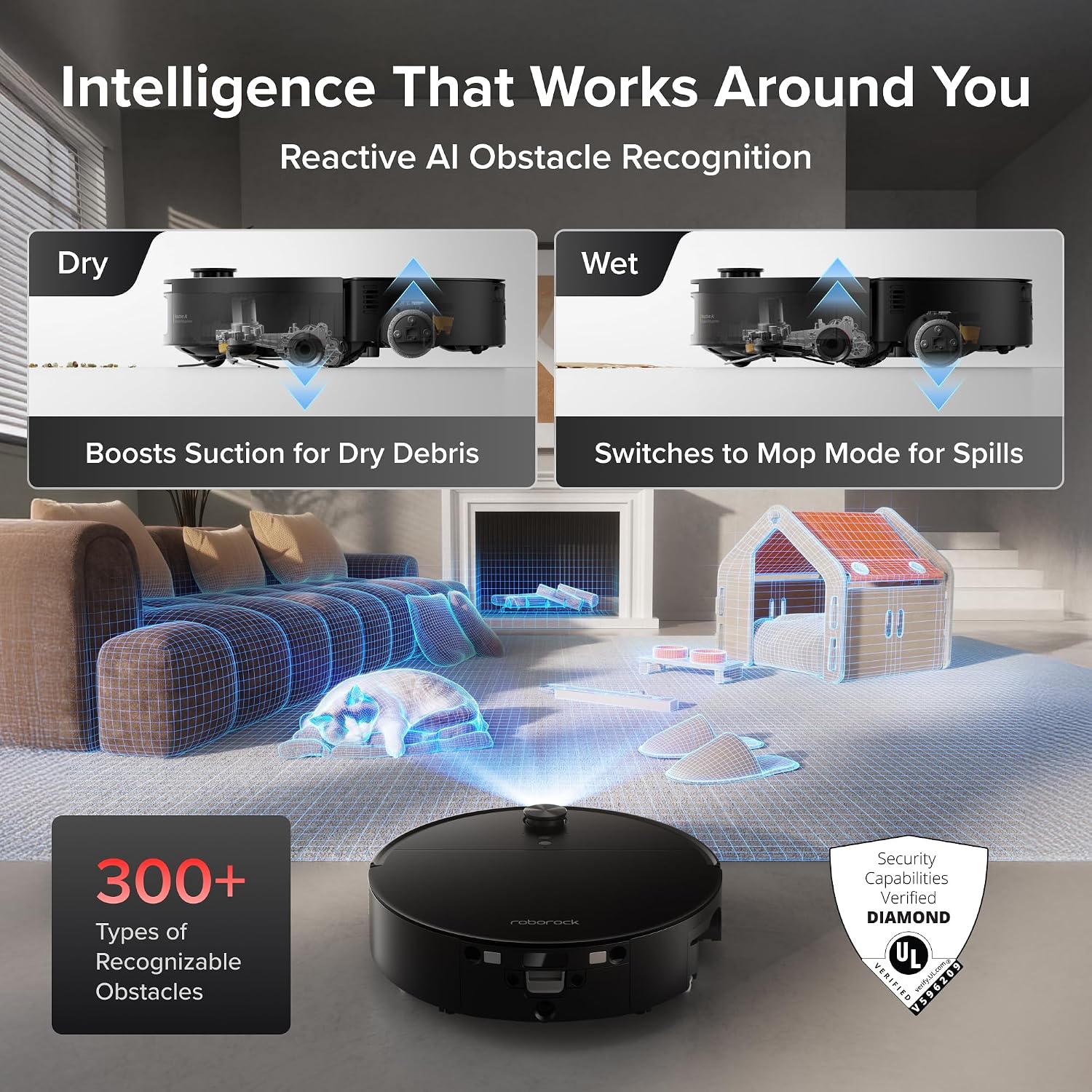 Detalle de roborock Saros 20 Flow Robot Vacuum and Mop, 36,000 Pa, Self-Cleaning Roller