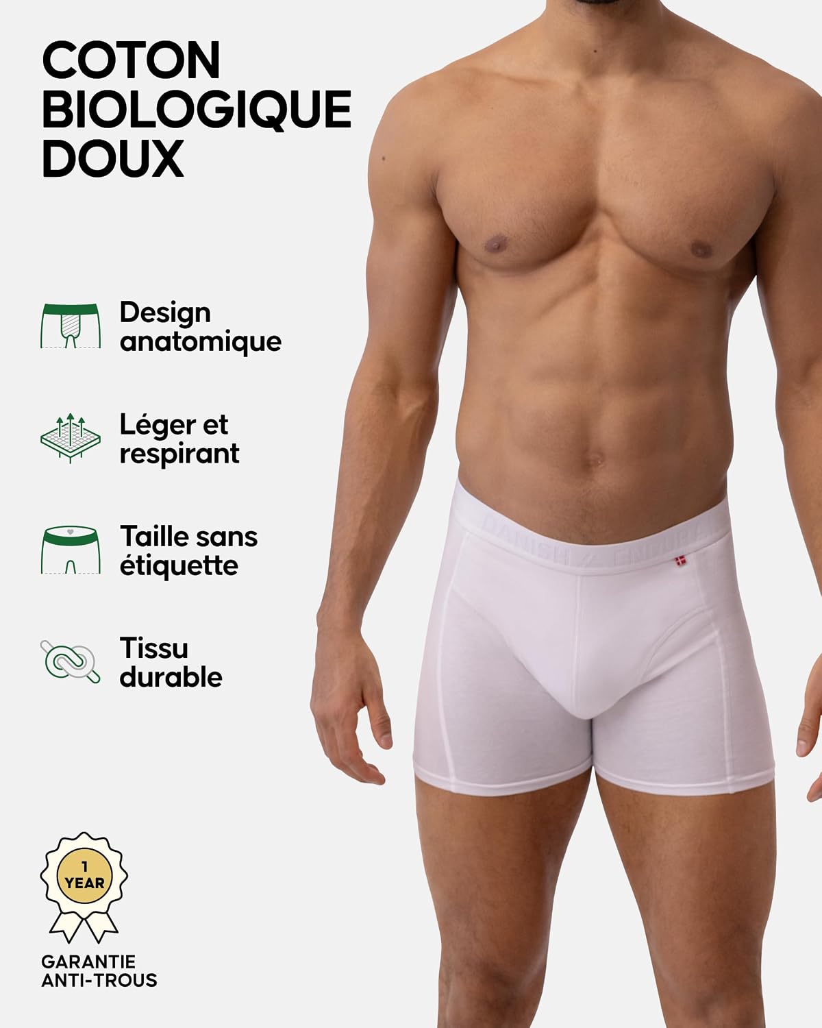 Thumbnail 1 de DANISH ENDURANCE Boxers en coton bio ultra doux et respirants (lot de 3 ou 6)
