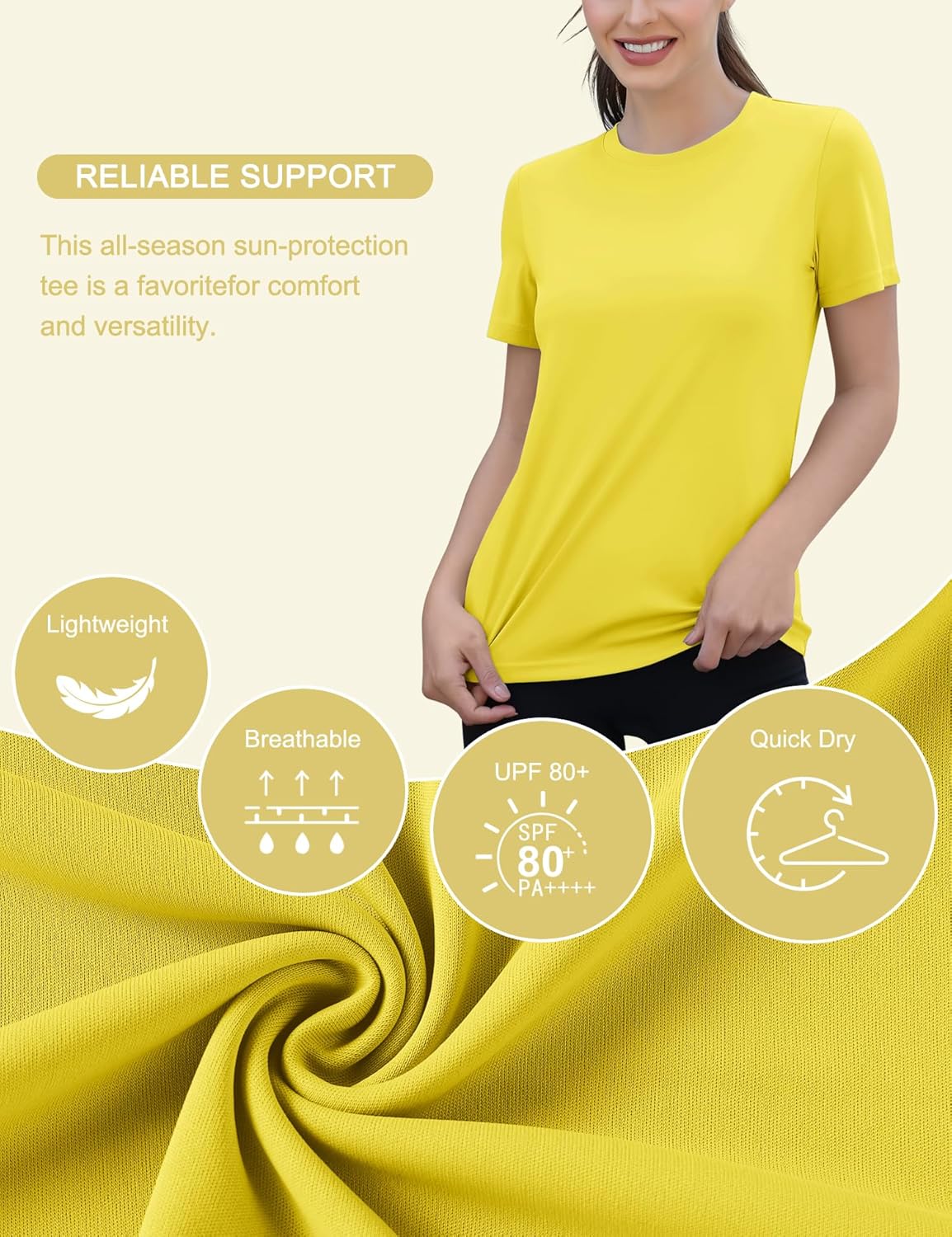 Thumbnail 3 de Rapbin Damen Sportshirt Kurzarm mit UPF 50+ für Fitness, Yoga & Lauftraining