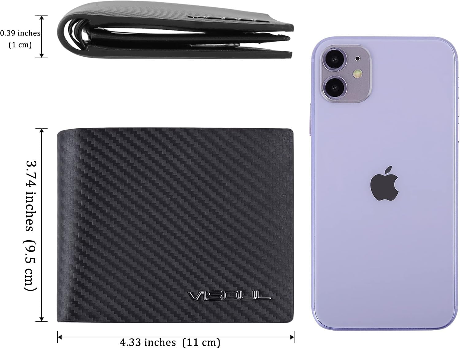 Detalle 2 de VISOUL Leder Geldbörse Herren mit ID Fenster & RFID-Schutz – Echtleder Portemonnaie, 12 Fächer, 9x11x1,5 cm