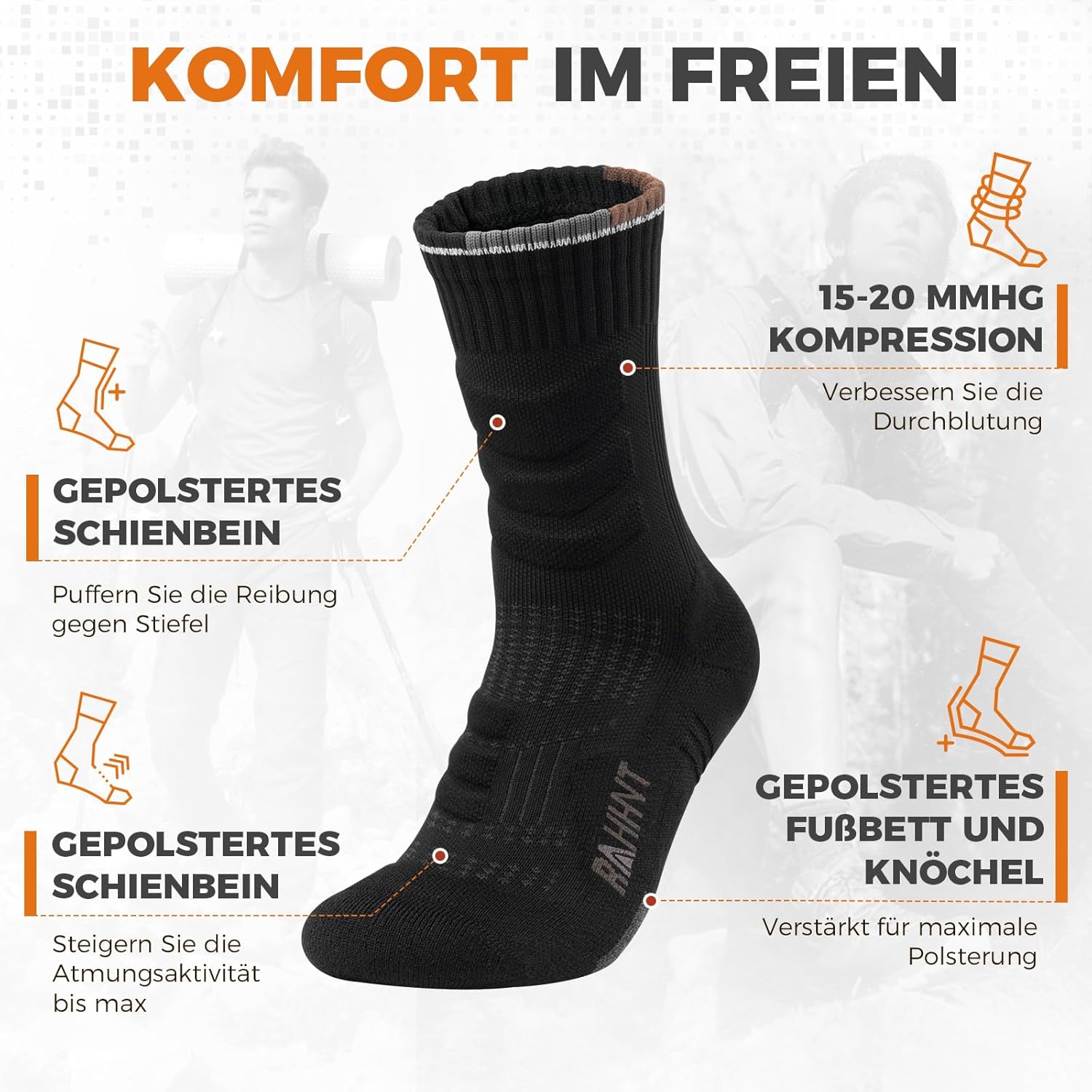 Detalle 2 de Rahhint Calcetines Merino de senderismo 3 pares