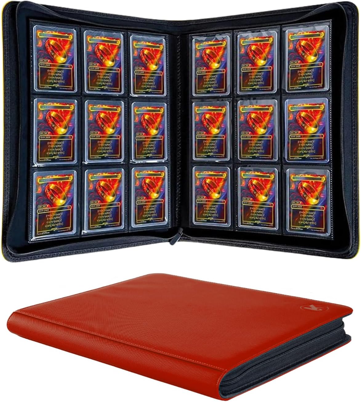 KUOOKING Top Loader Binder (Red) — Holds 288+ 3" x 4" Top Loaders for Sports Cards
