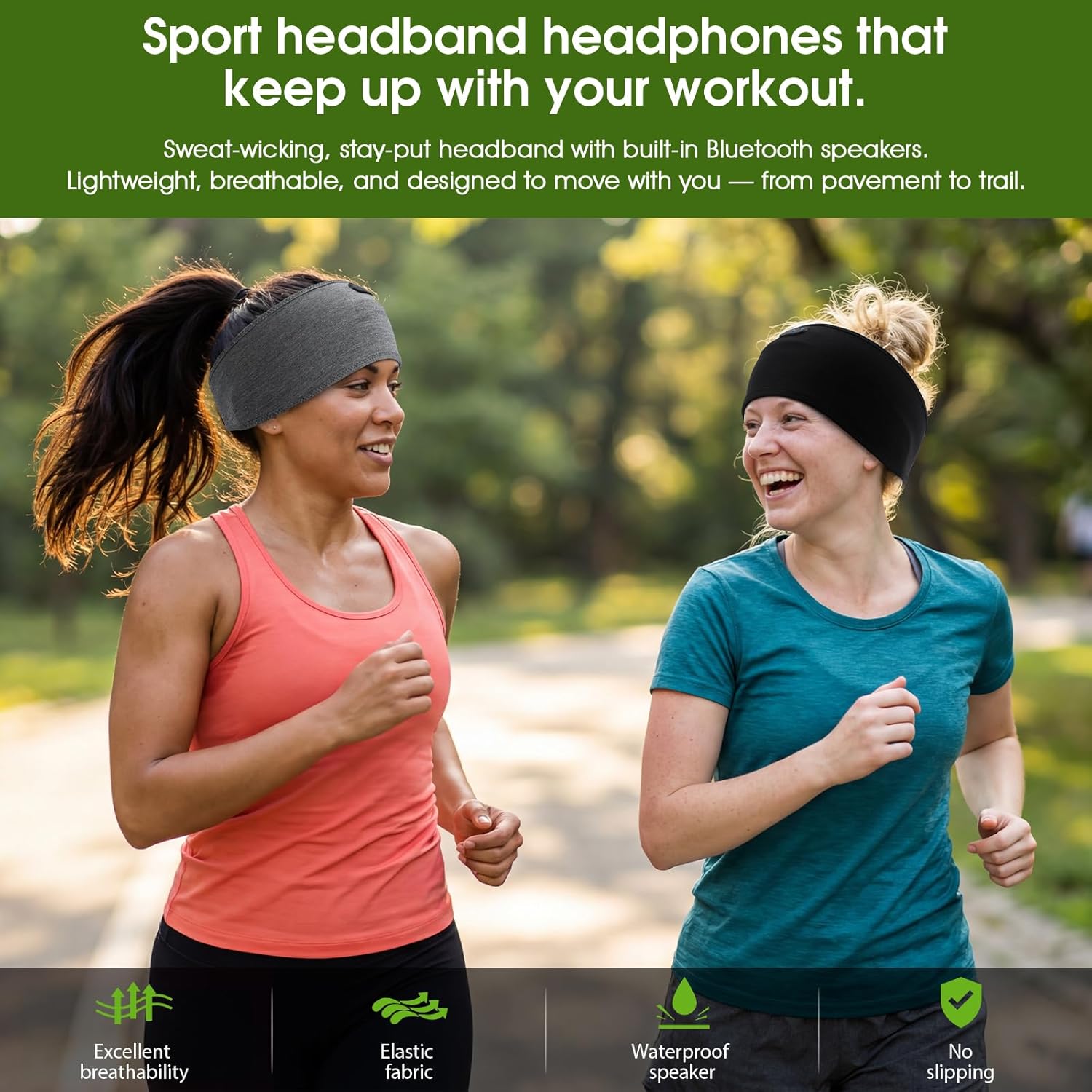Detalle de 2-Pack Sleep Headphones for Side Sleepers – Ultra-Soft Bamboo Cotton Bluetooth Headband Headphones (16H, Bluetooth 5.4)
