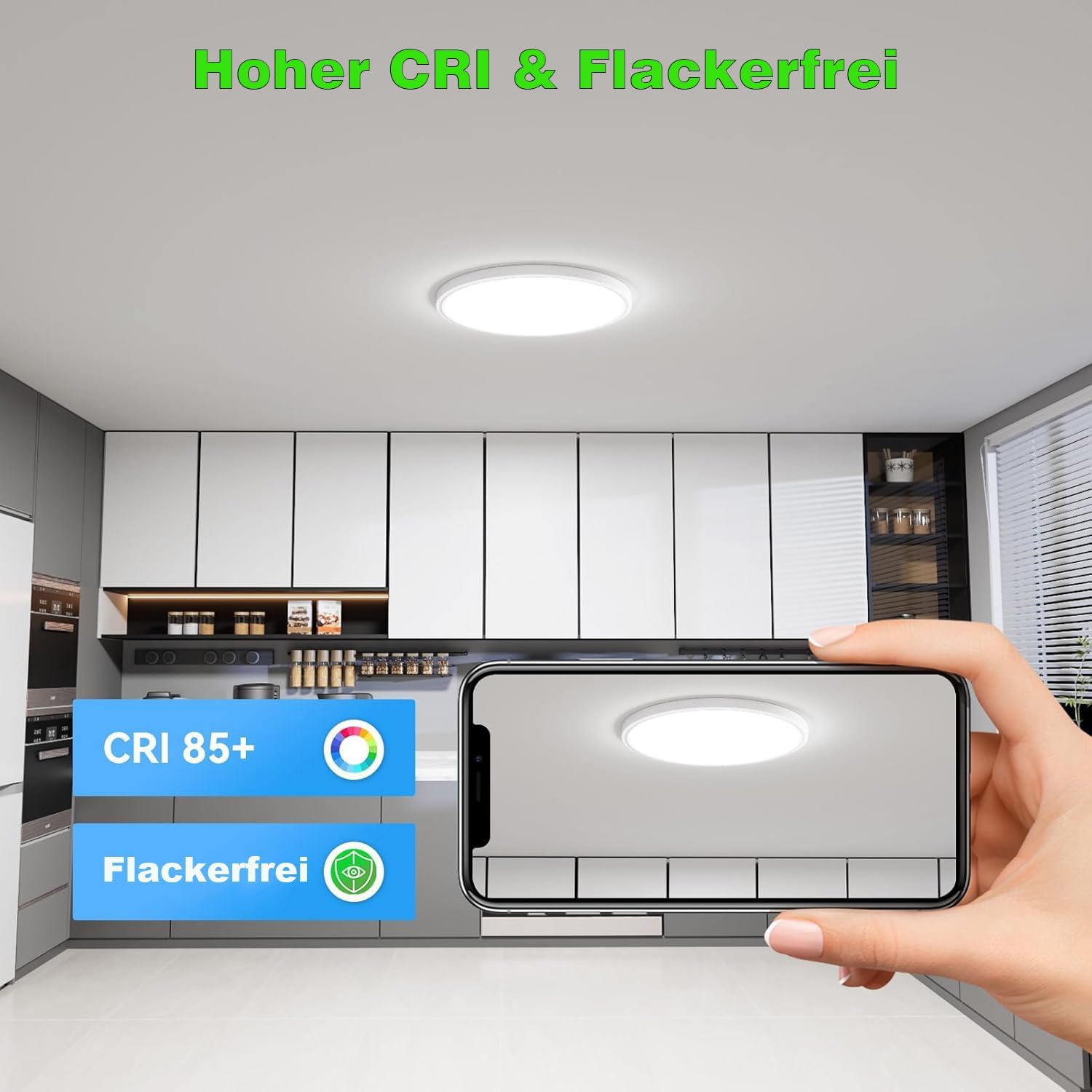 Thumbnail 3 de MGEELED Deckenleuchte Ø30 cm, 20W, 2400 lm, 3 Farbtemperaturen (3000K/4000K/6500K) – IP44