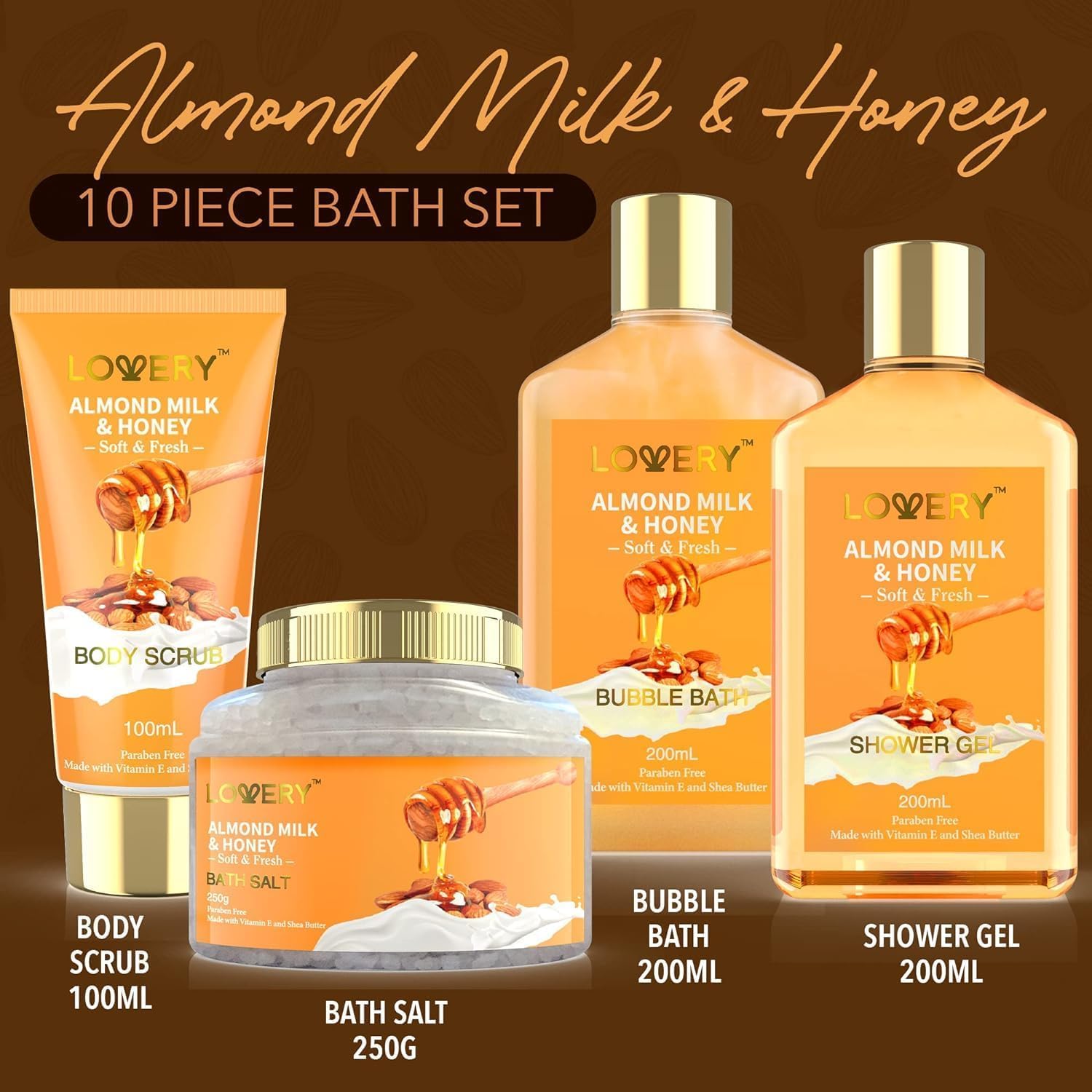 Thumbnail 1 de 10-Pc Almond Milk & Honey Gift Basket