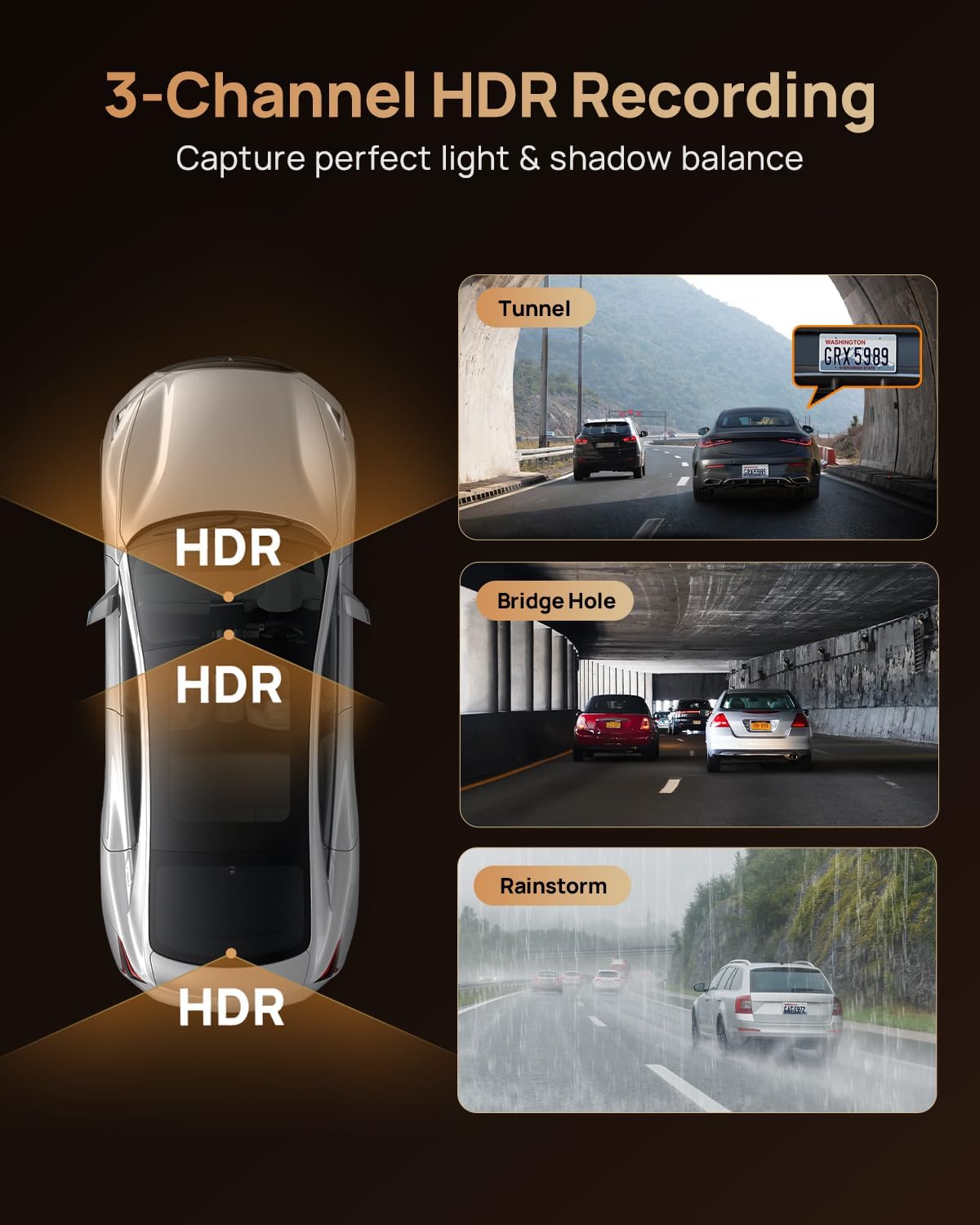 Thumbnail 3 de 70mai Dash Cam 4K T800 3-Channel (4K front, 4K rear, 1080P interior) with HDR and Dual STARVIS 2