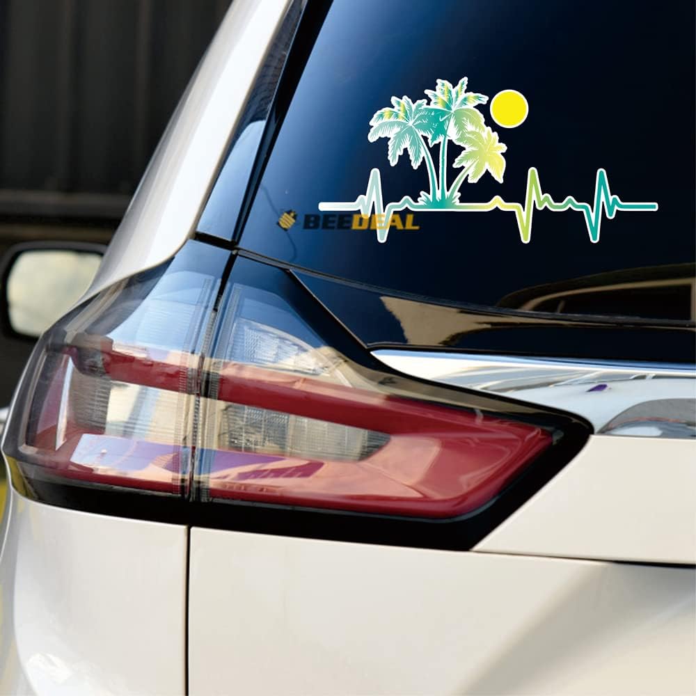 Detalle 2 de Palm Tree Beach Sunset vinyl car decal 2-pack