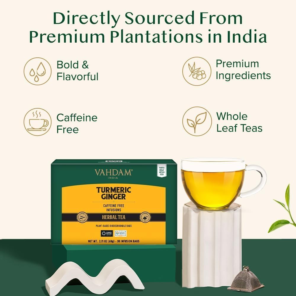 Thumbnail 2 de VAHDAM Turmeric Ginger Té 🌿 Cúrcuma, Jengibre, Sin Cafeína