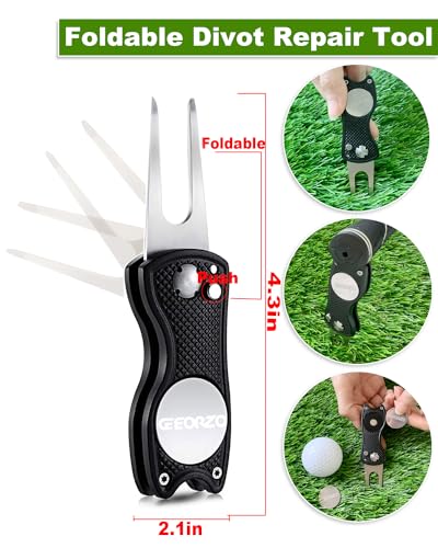 Thumbnail 3 de Geeorzo 7-in-1 Golf Zubehör: multifunktionales Set mit Mikrofasertuch, ausziehbarer Bürste und Pitchgabel – Black