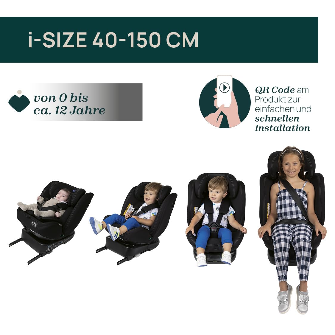 Detalle de Chicco Unico Evo I-Size 0–36 kg: 360° drehbar, 0+/1/2/3, ISOFIX