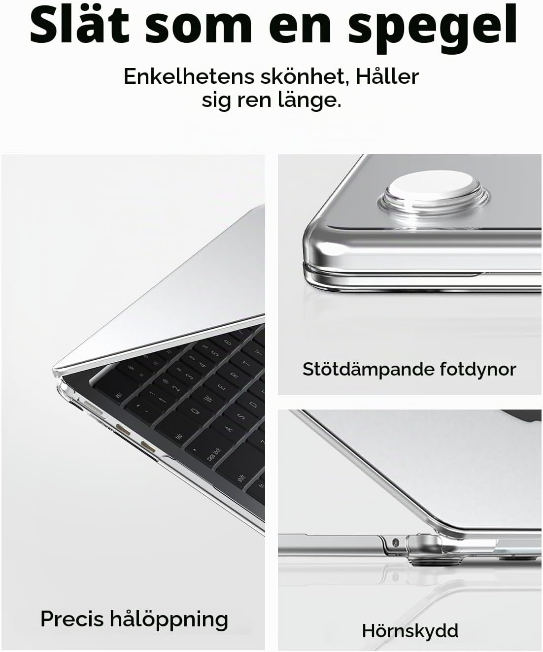 Detalle de BlueSwan transparent hårdskal för MacBook Air 13,6 tum M2–M4