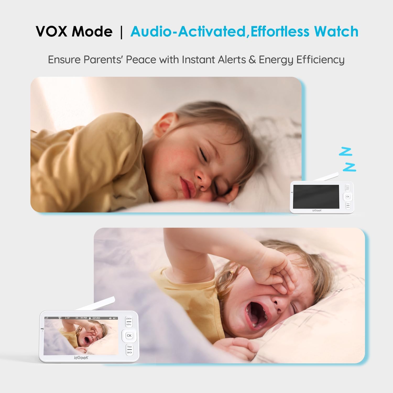 Thumbnail 5 de ieGeek 5-inch Screen Baby Monitor with Camera, Night Vision, PTZ and Two-Way Talk