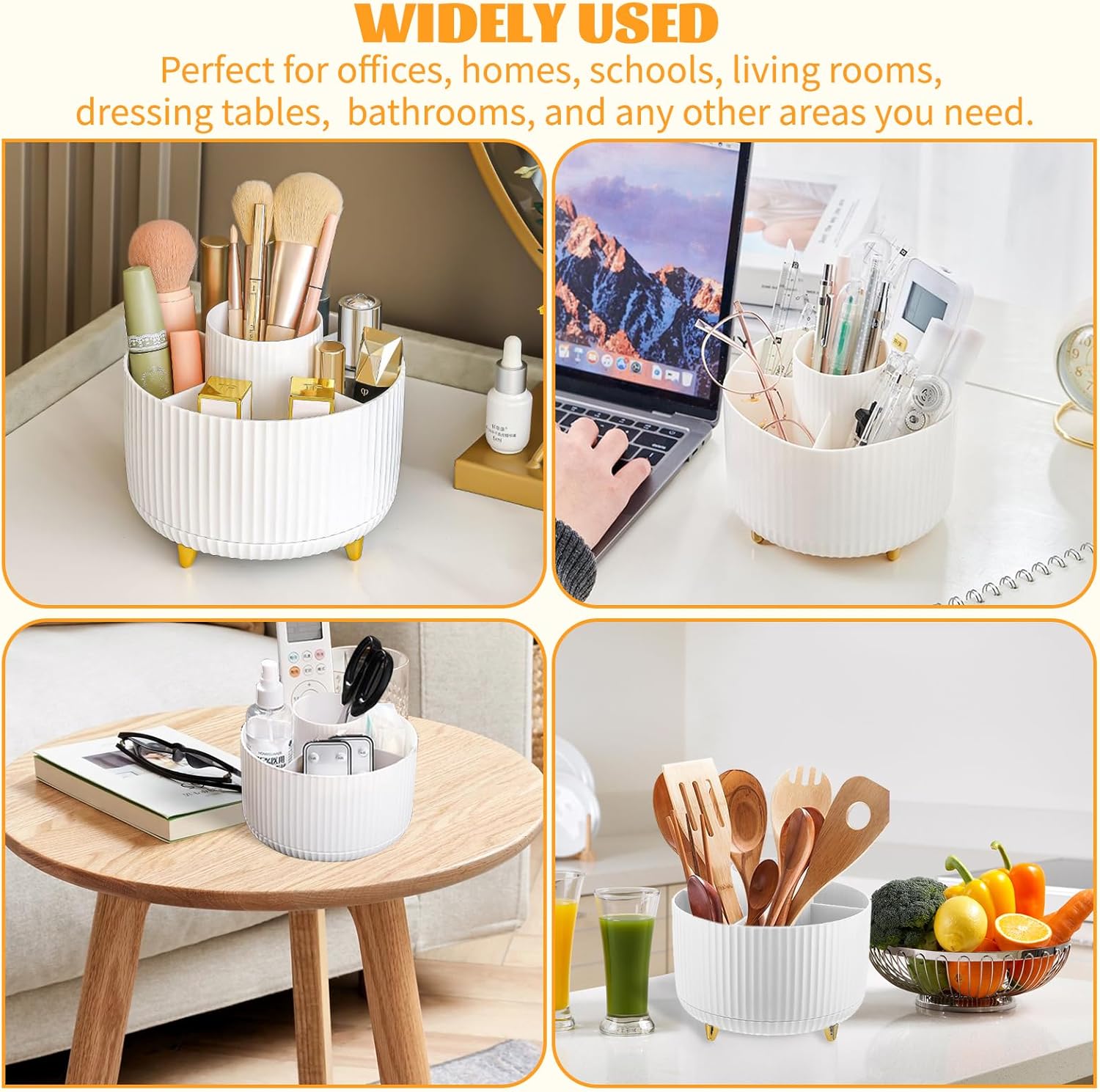 Thumbnail 5 de 360° Rotating Makeup Organiser with 5 Compartments (White)