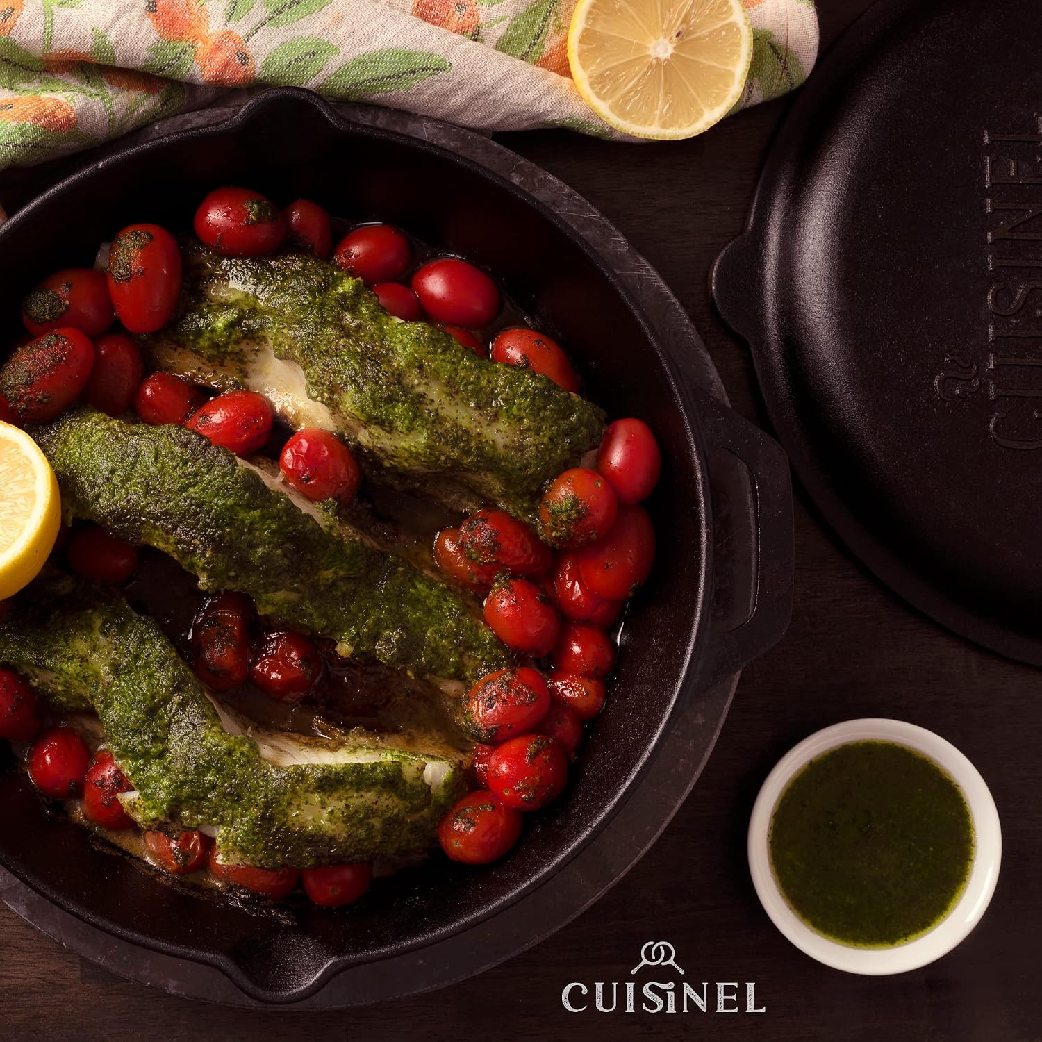 Thumbnail 6 de Cuisinel 10-Inch Pre-Seasoned Cast-Iron Skillet with Braising Lid
