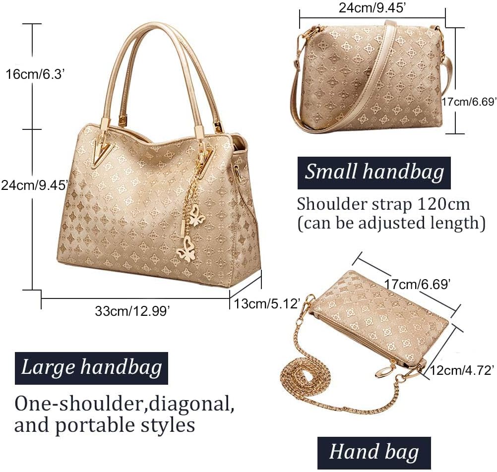 Detalle de Pahajim 4-Piece Handbag Set for Women – PU Leather Top-Handle, Shoulder Bag, Clutch & Card Case