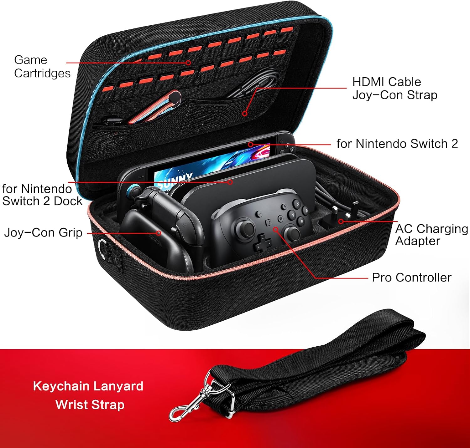 Thumbnail 4 de ivoler Carrying All-in-One Case for Nintendo Switch 2, 20-game pouch