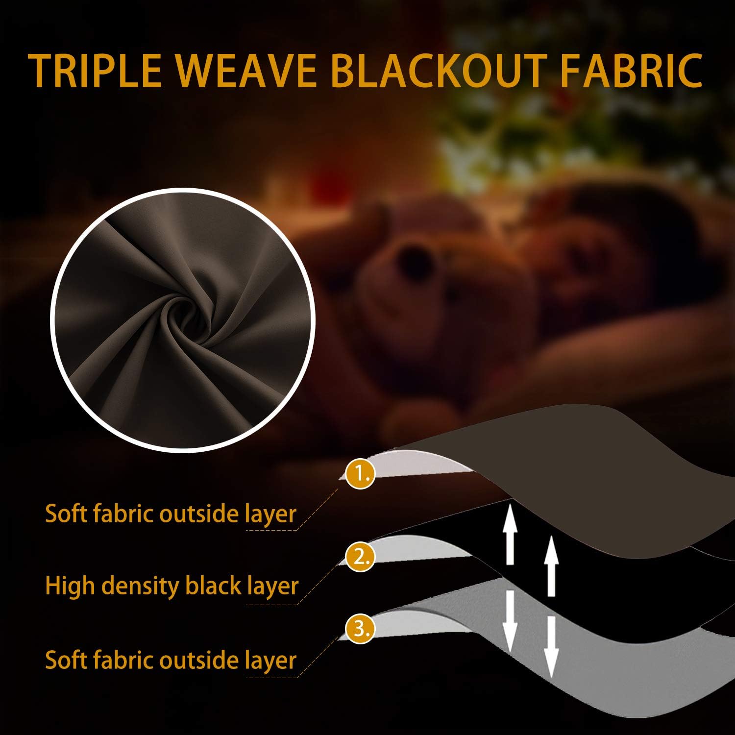 Thumbnail 6 de KOUFALL Brown Curtains 84 Inch Length (2 Panels) – Blackout Thermal Grommet Curtains