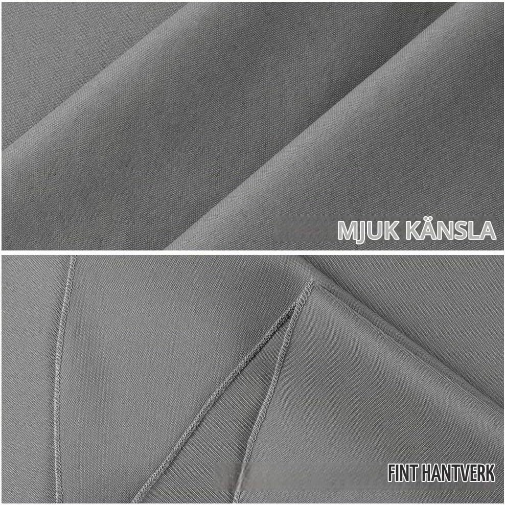 Detalle 2 de AUAUY rund duk 120 cm i grå polyester, vattenavvisande och tvättbar