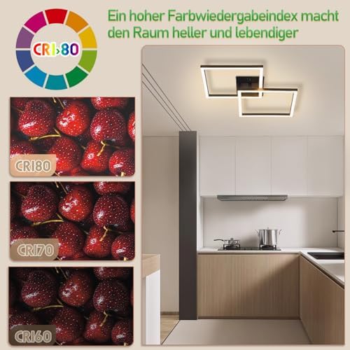Detalle de cupgow PC-JX – czarna lampa sufitowa LED 24 W, ciepłe światło 3000 K