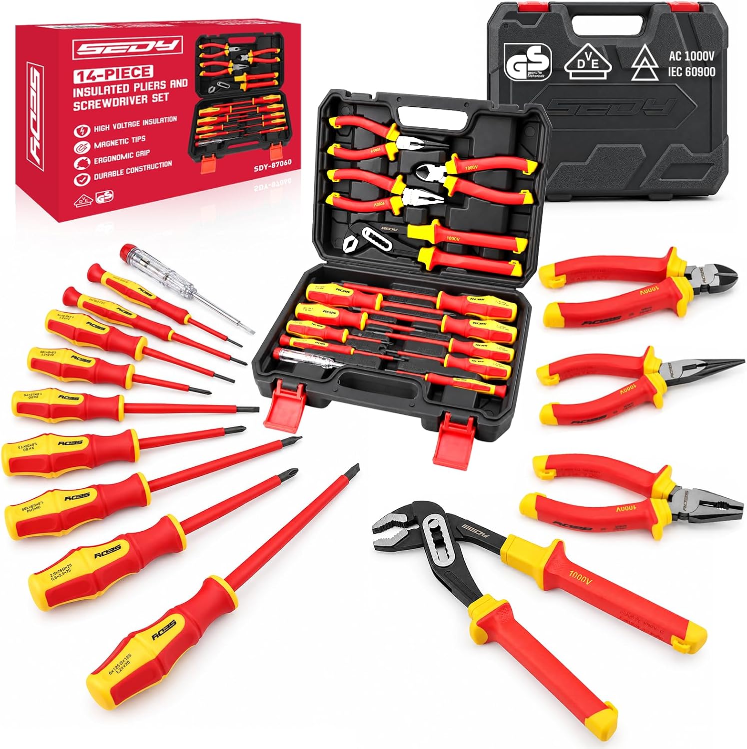 Detalle de Insulated Screwdriver and Pliers Set, 14-Piece