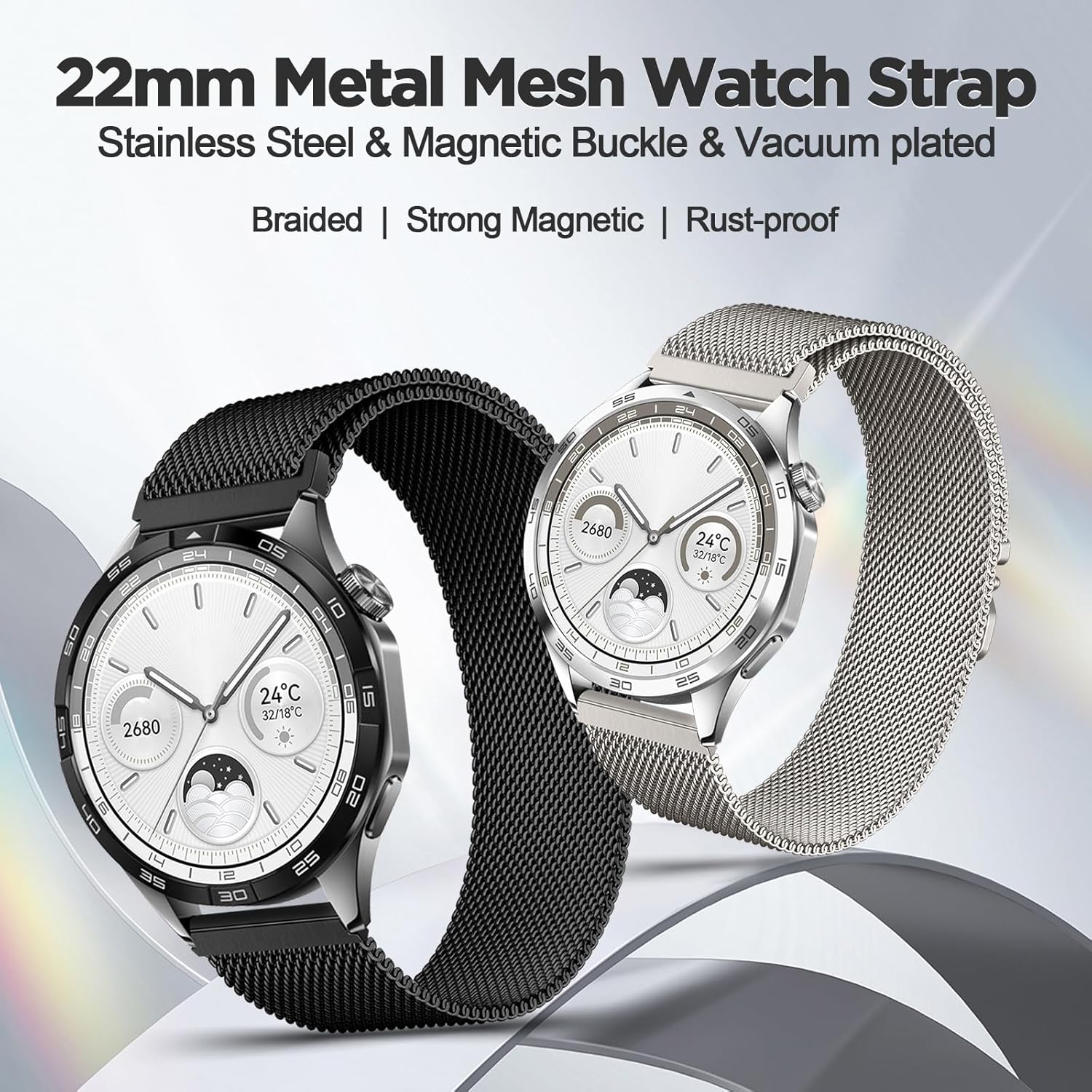 Thumbnail 1 de XMUXI 22mm Magnetic Stainless Steel Watch Straps for Garmin and Huawei – Parachute-Style Mesh Band