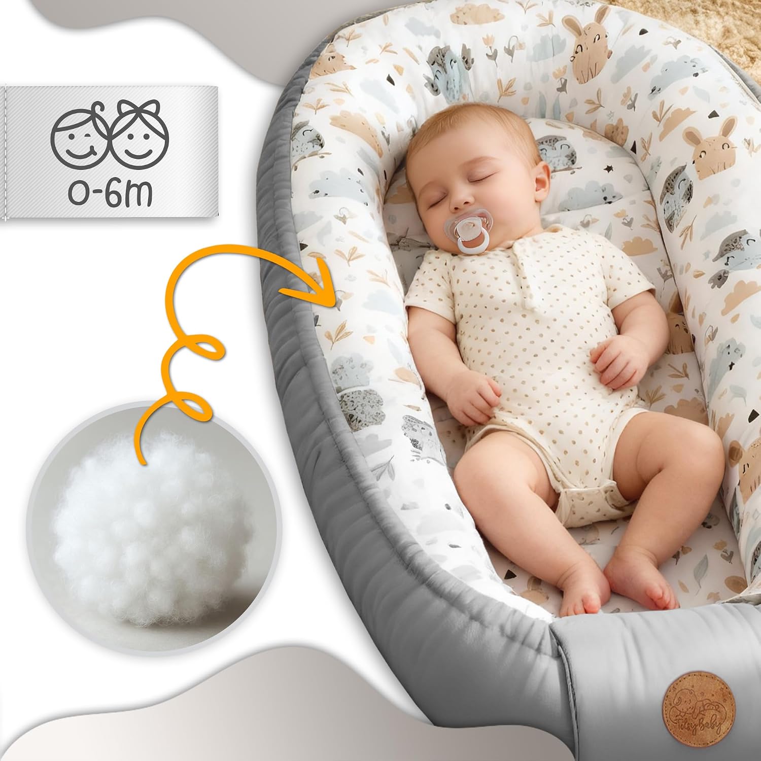Detalle de Babynest Babynestchen Neugeborene (90 x 50 cm) – tragbares Nest für Bett & unterwegs, Galaxie