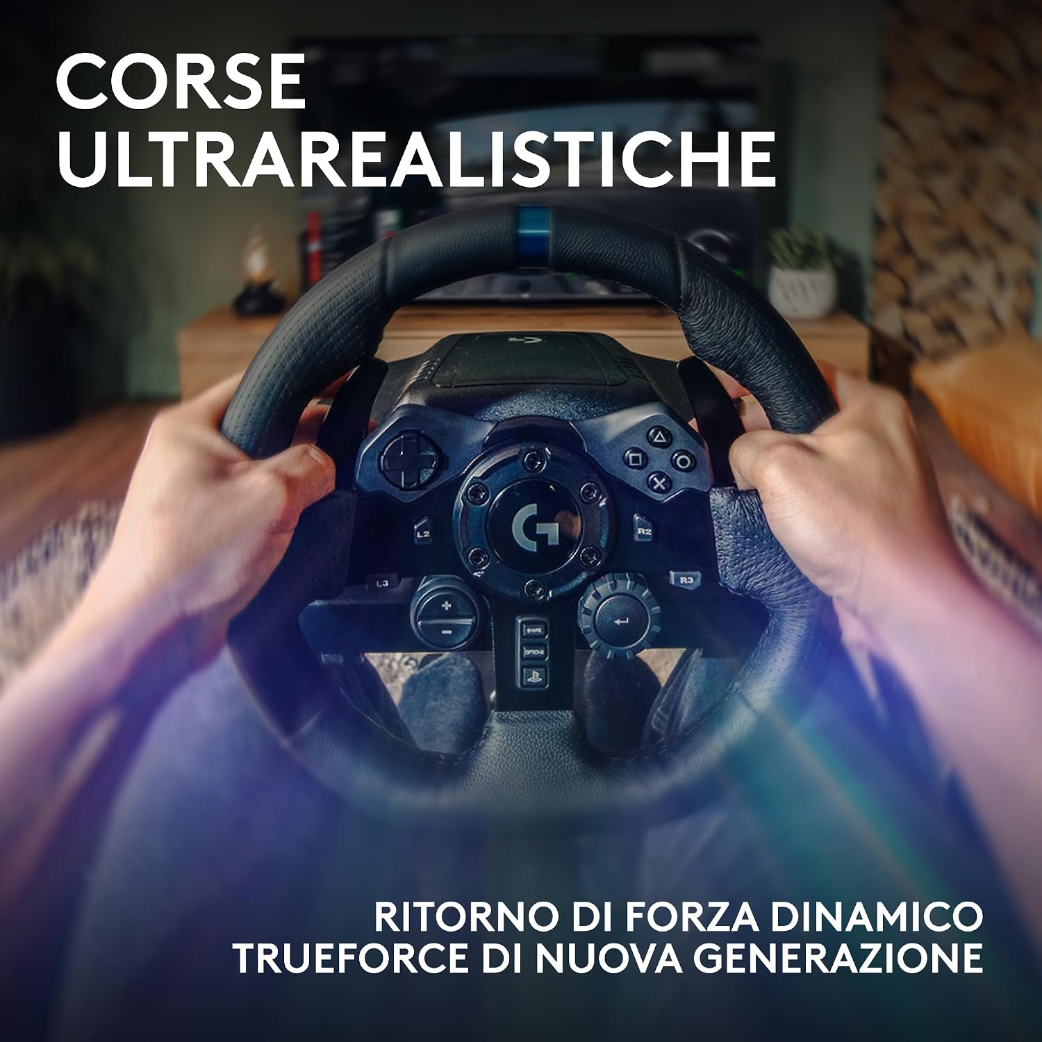 Detalle de Logitech G G923 volante da corsa e pedali per PlayStation & PC: guida realistica e controllo avanzato