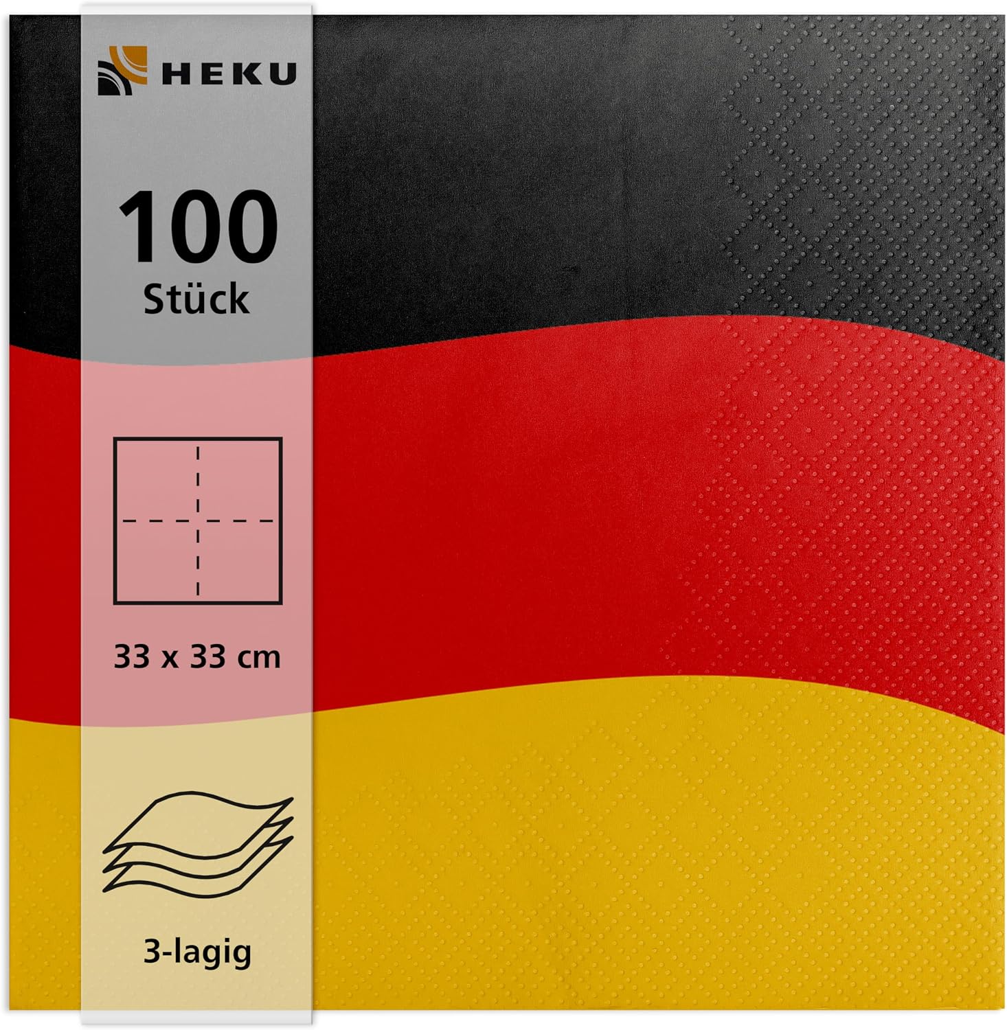 Detalle 2 de HEKU 30243-34 – serwetki papierowe 3-warstwowe, 33 × 33 cm, motyw Niemcy