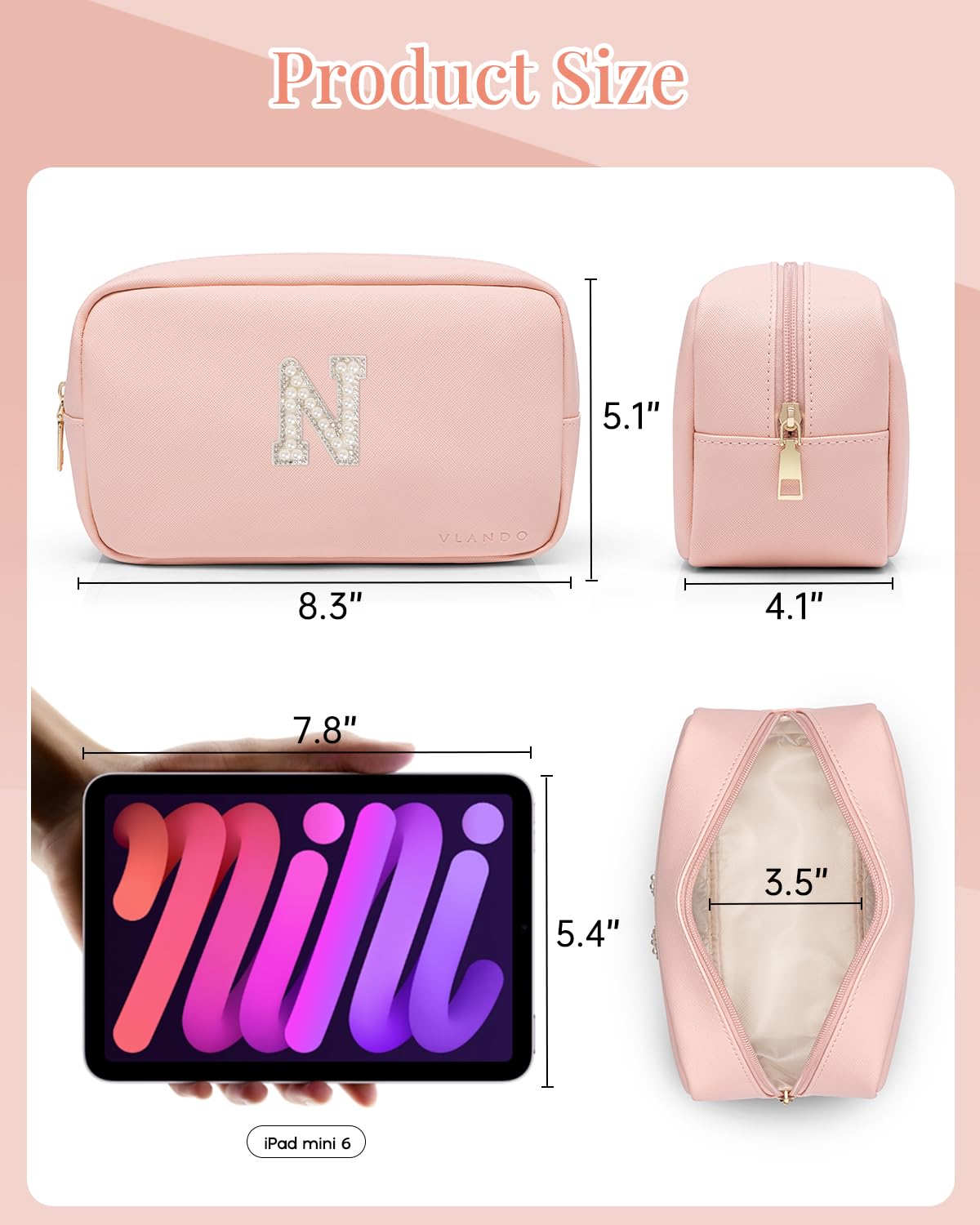 Detalle de VLANDO Travel Makeup Bag in PU Leather