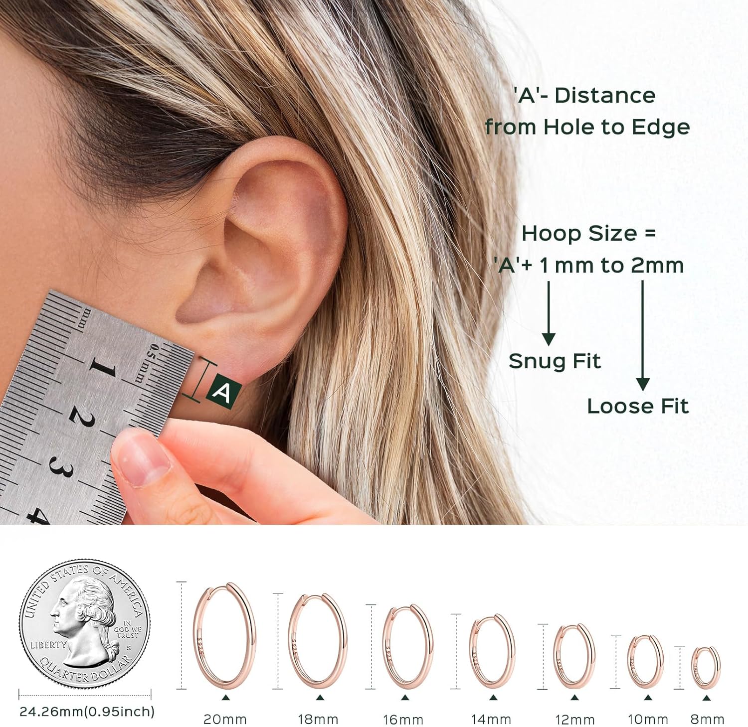 Thumbnail 4 de ChicSilver Petite Créoles Argent 925 Massif – Boucles d’Oreilles Mini Hoop, 8–20 mm