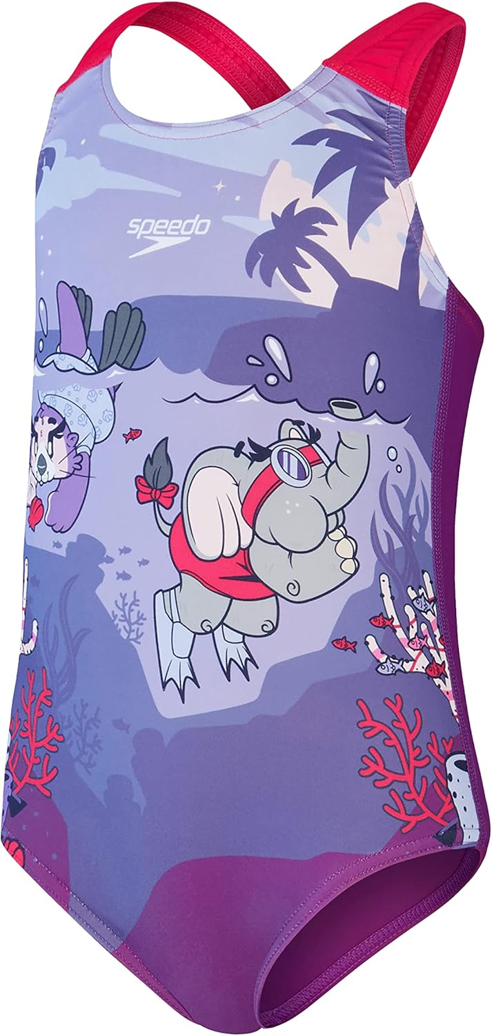 Thumbnail 4 de Speedo Learn to Swim Printed Crossback Maillot Une pièce Fille