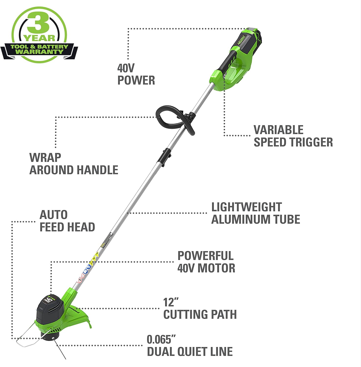 Thumbnail 1 de Greenworks Cordless String Trimmer, 40V