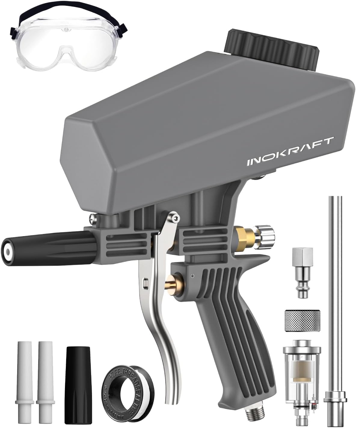 Detalle de InoKraft Portable Sandblaster Gun Kit with Oil-Water Separator & Extension Nozzle (mini sandblaster)