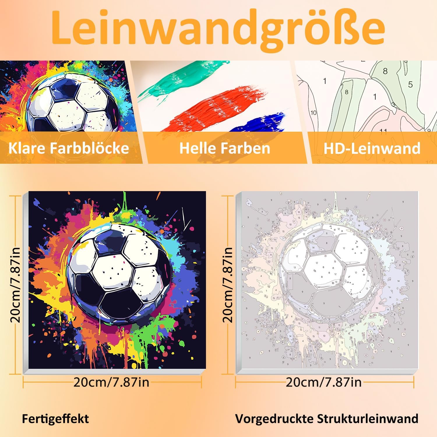 Thumbnail 1 de Fußball Malen nach Zahlen mit Rahmen 20x20cm