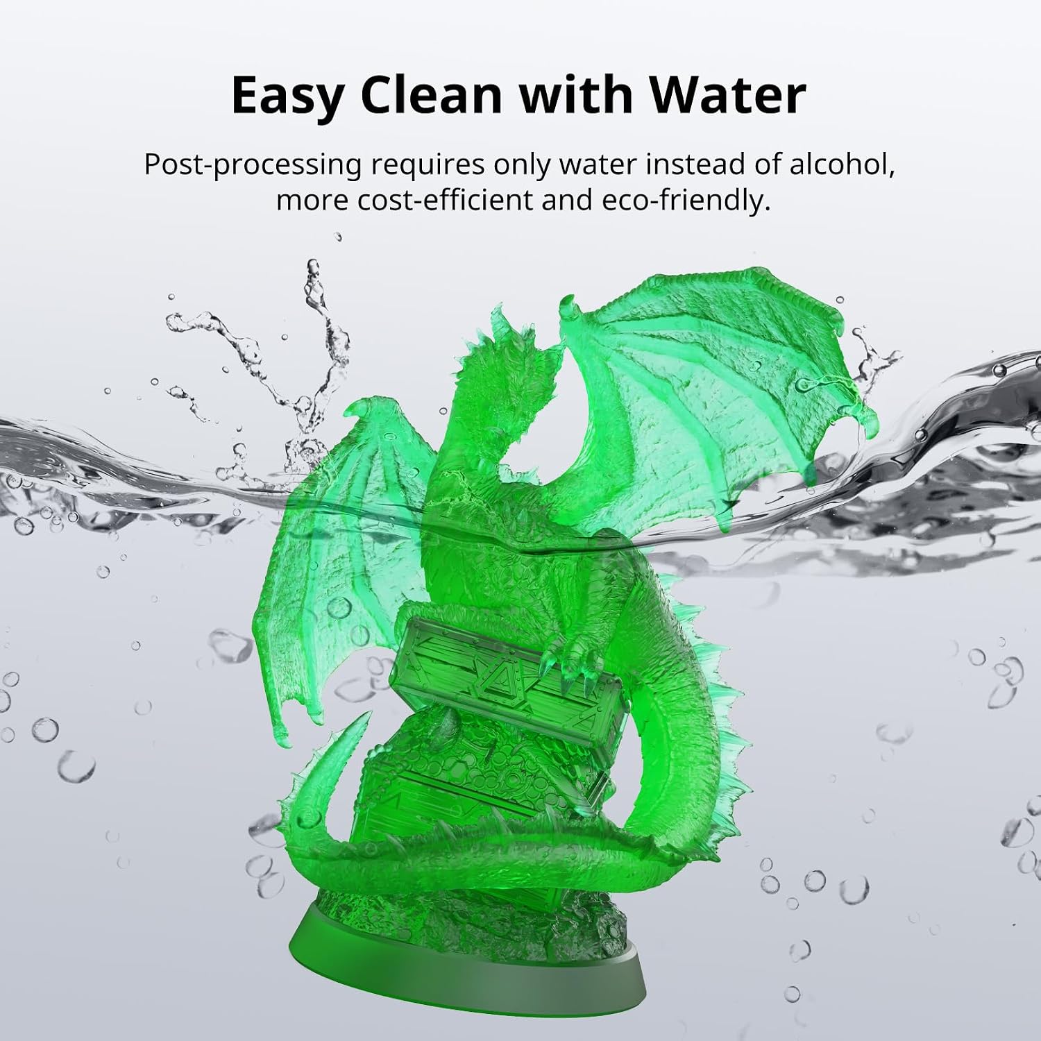 Detalle de ANYCUBIC Water Washable 3D Printer Resin 2.0 (Transparent Green) – LCD/DLP, 1kg
