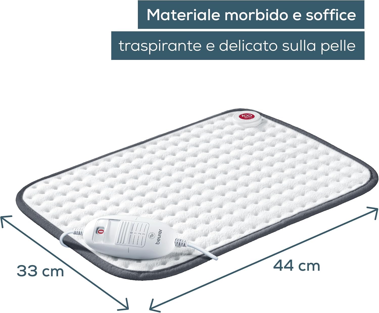 Detalle de Beurer HK 41 Termoforo: morbida superficie, tre livelli di calore e spegnimento automatico