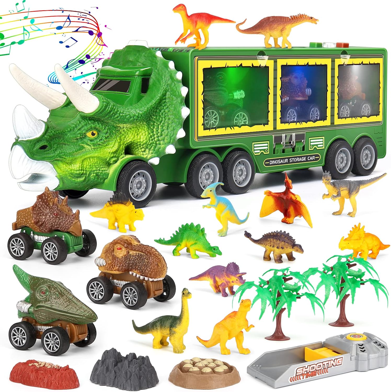 Aoskie Camion de transporteur dinosaure 23 pièces