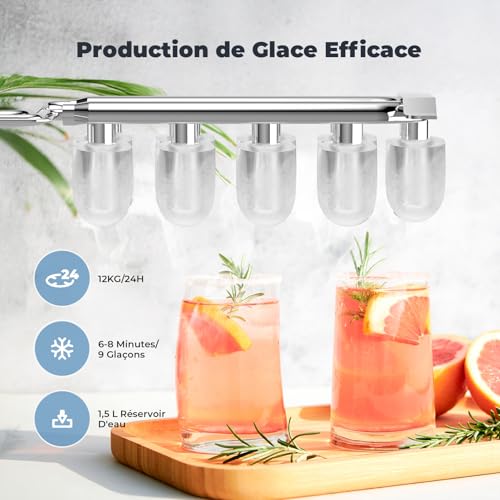 Thumbnail 1 de Acmeenjoy Machine à Glaçons – 9 glaçons en 6–8 min, 12 kg/jour, autonettoyante