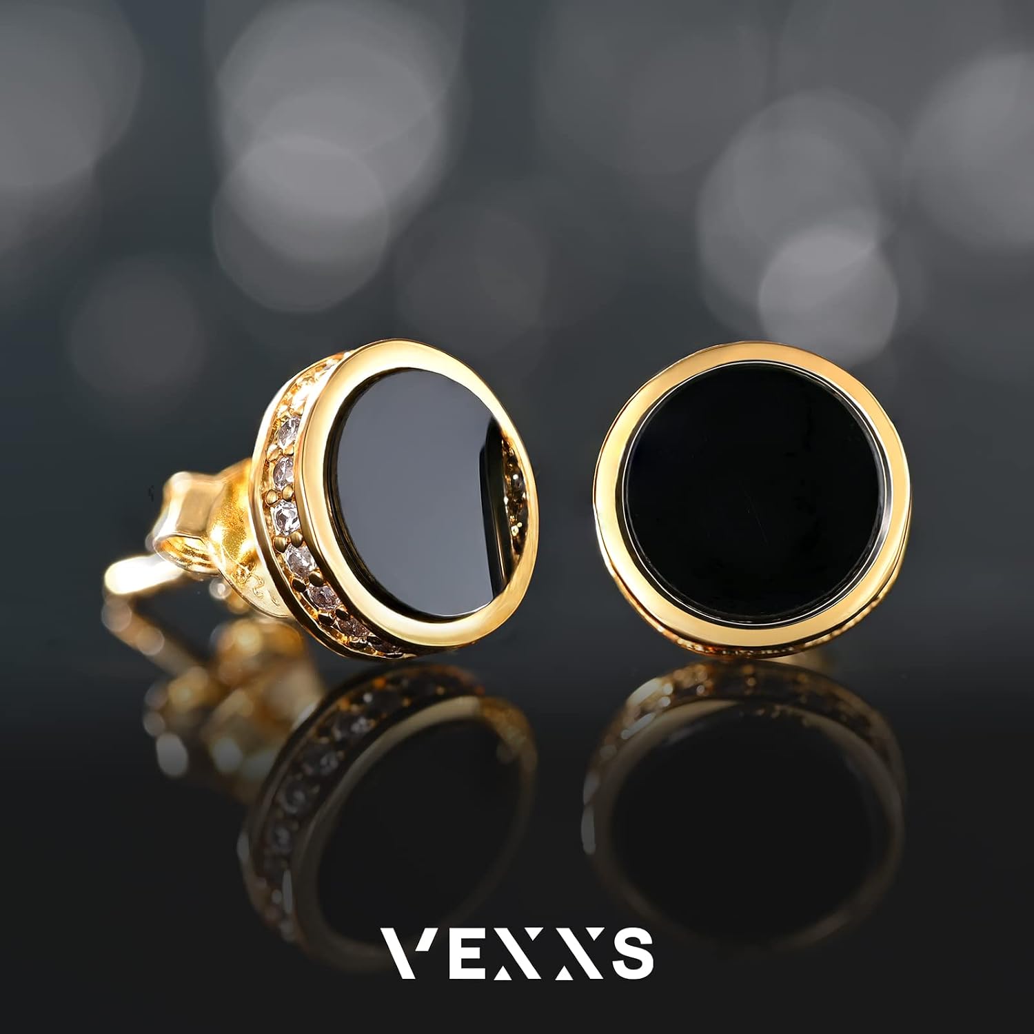 Thumbnail 2 de VEXXS Ohrringe Herren Silber 925 – 14K Gold/Weißgoldbeschichtung, 5A Zirkonia, hypoallergen