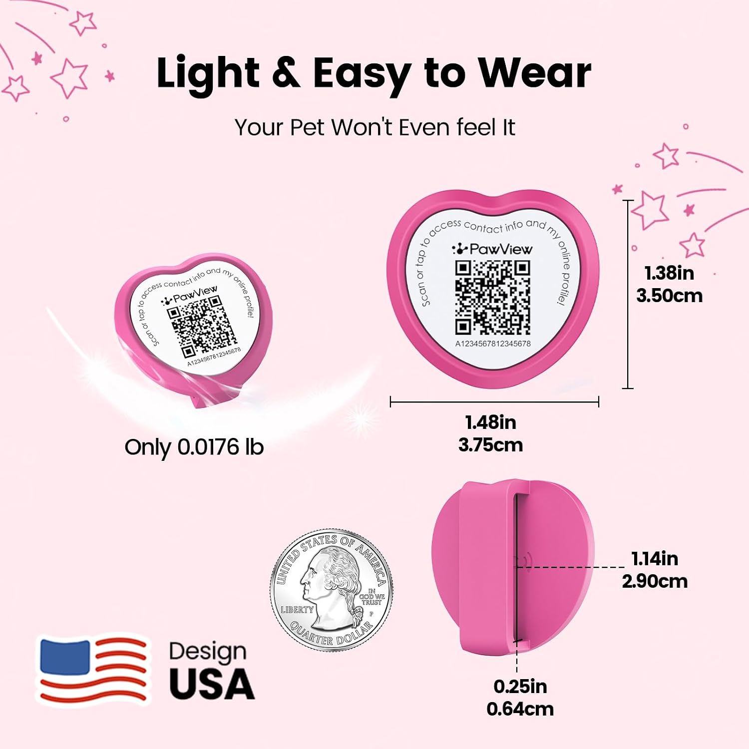 Thumbnail 2 de Pawview NFC & QR Code ID Tag for Pets – Silent Personalized Dog Tag (Pink & Blue)
