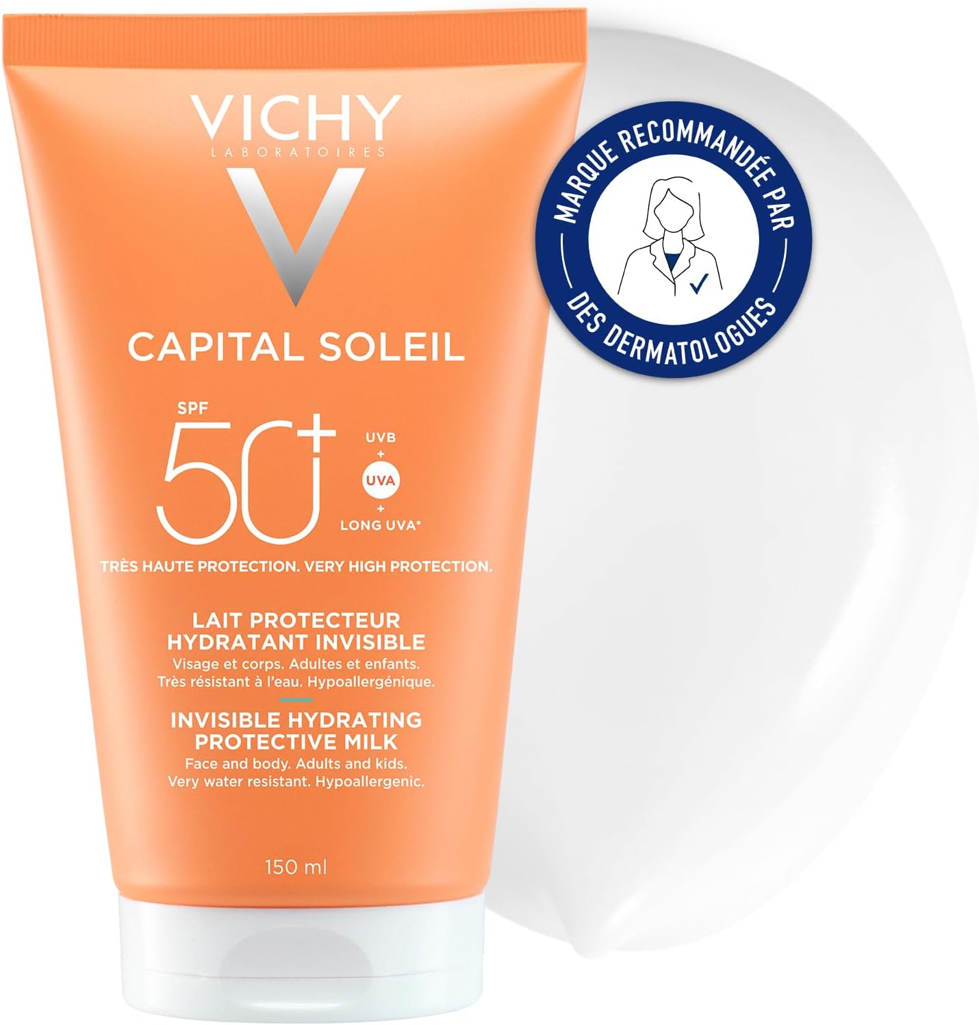 Detalle 2 de Vichy Capital Soleil Lait Hydratant Invisible SPF50+ – 150 ml